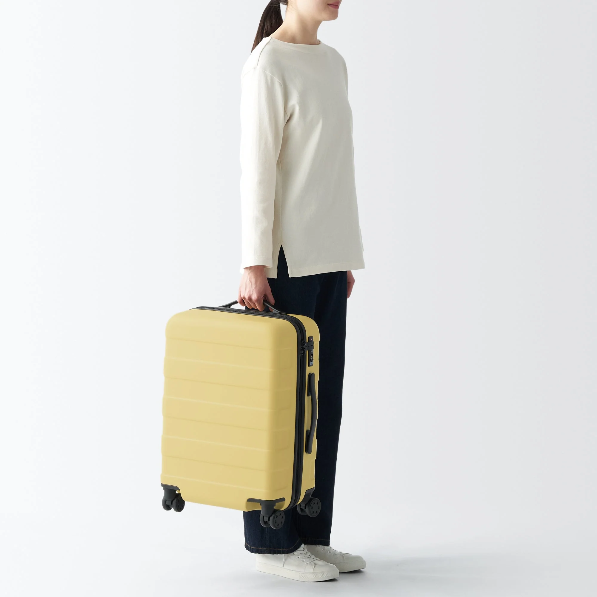 Adjustable Handle Hard Shell Suitcase 36L - Light Yellow | Carry-On - Image 18