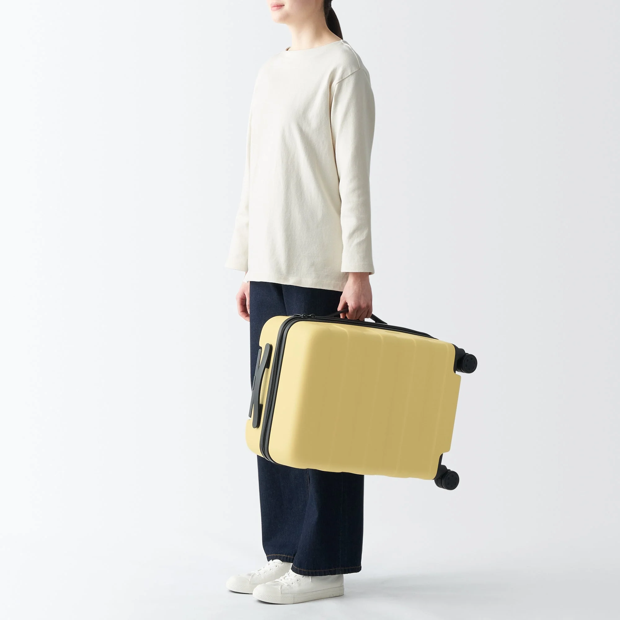 Adjustable Handle Hard Shell Suitcase 36L - Light Yellow | Carry-On - Image 19
