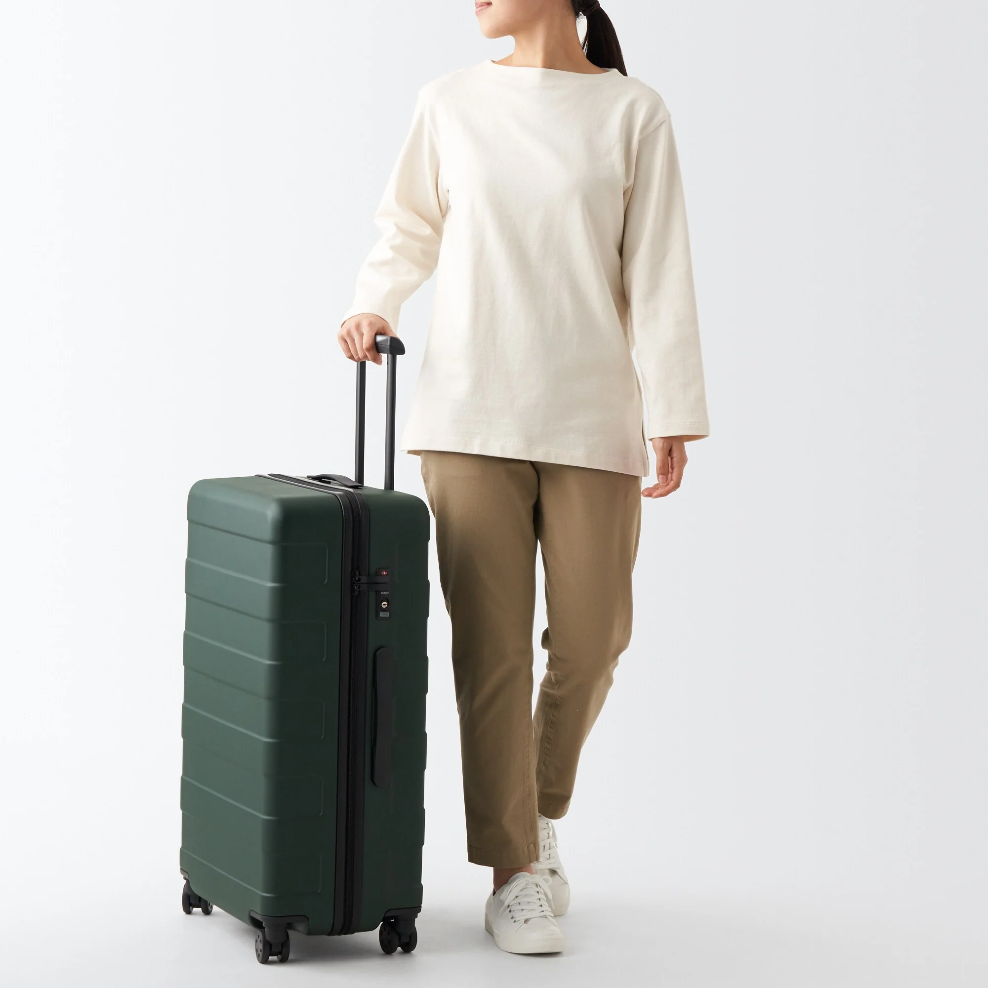 Adjustable Handle Hard Shell Suitcase 75L - Khaki Green | Check-In - Image 16