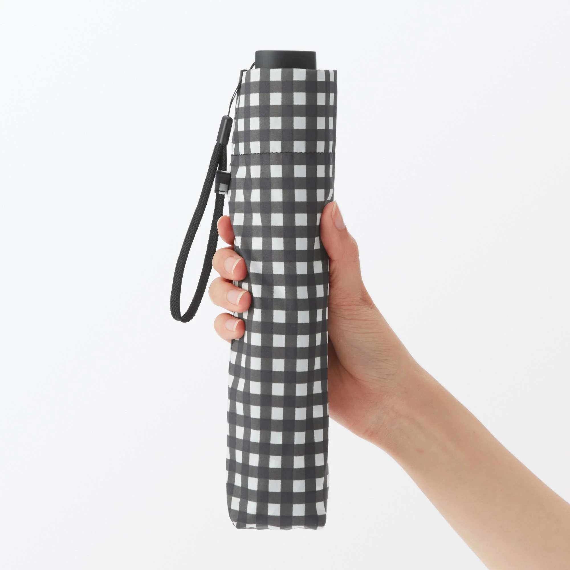 All-Weather Foldable Umbrella Black Check - Image 9