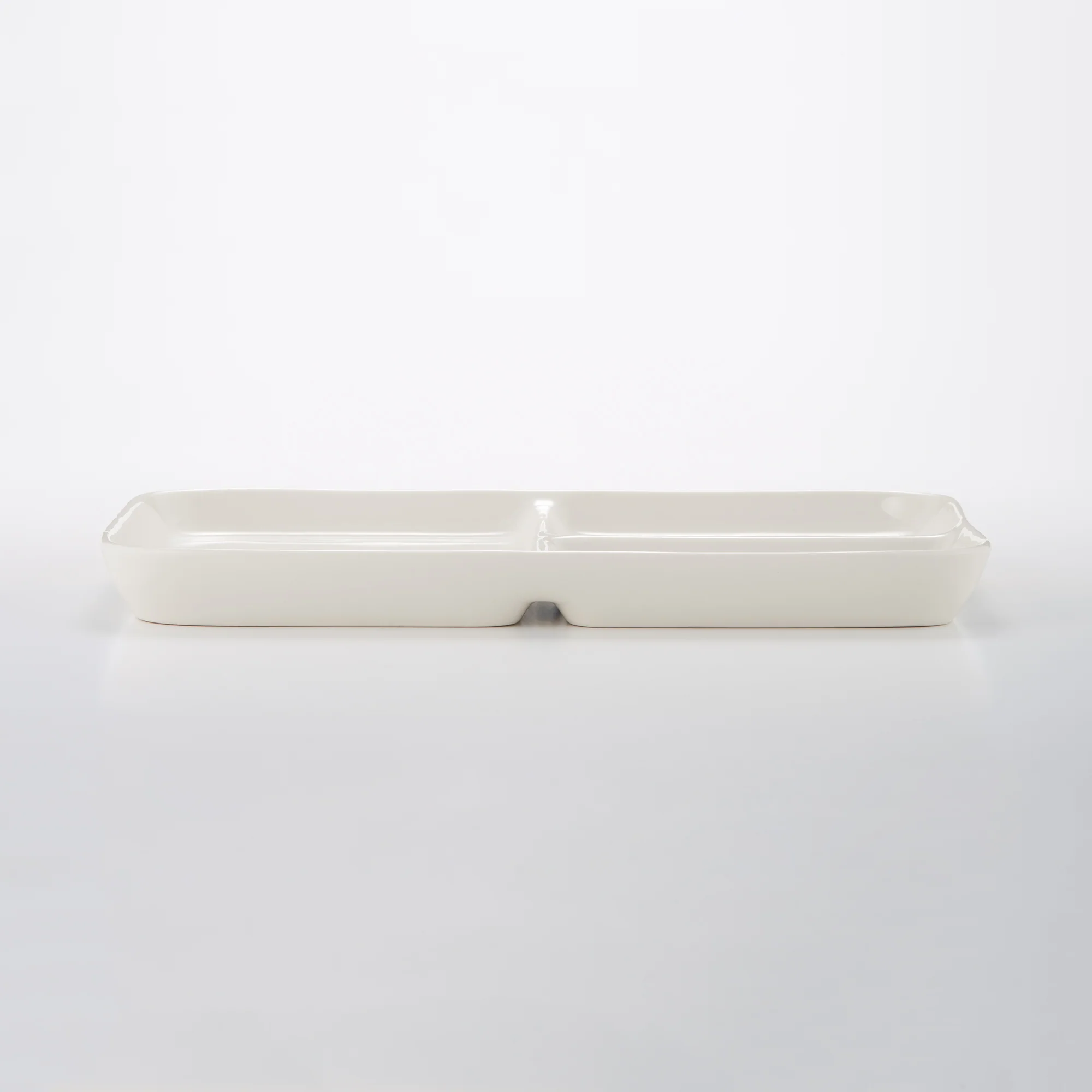 Beige Porcelain Square Plate with Partition - Image 2