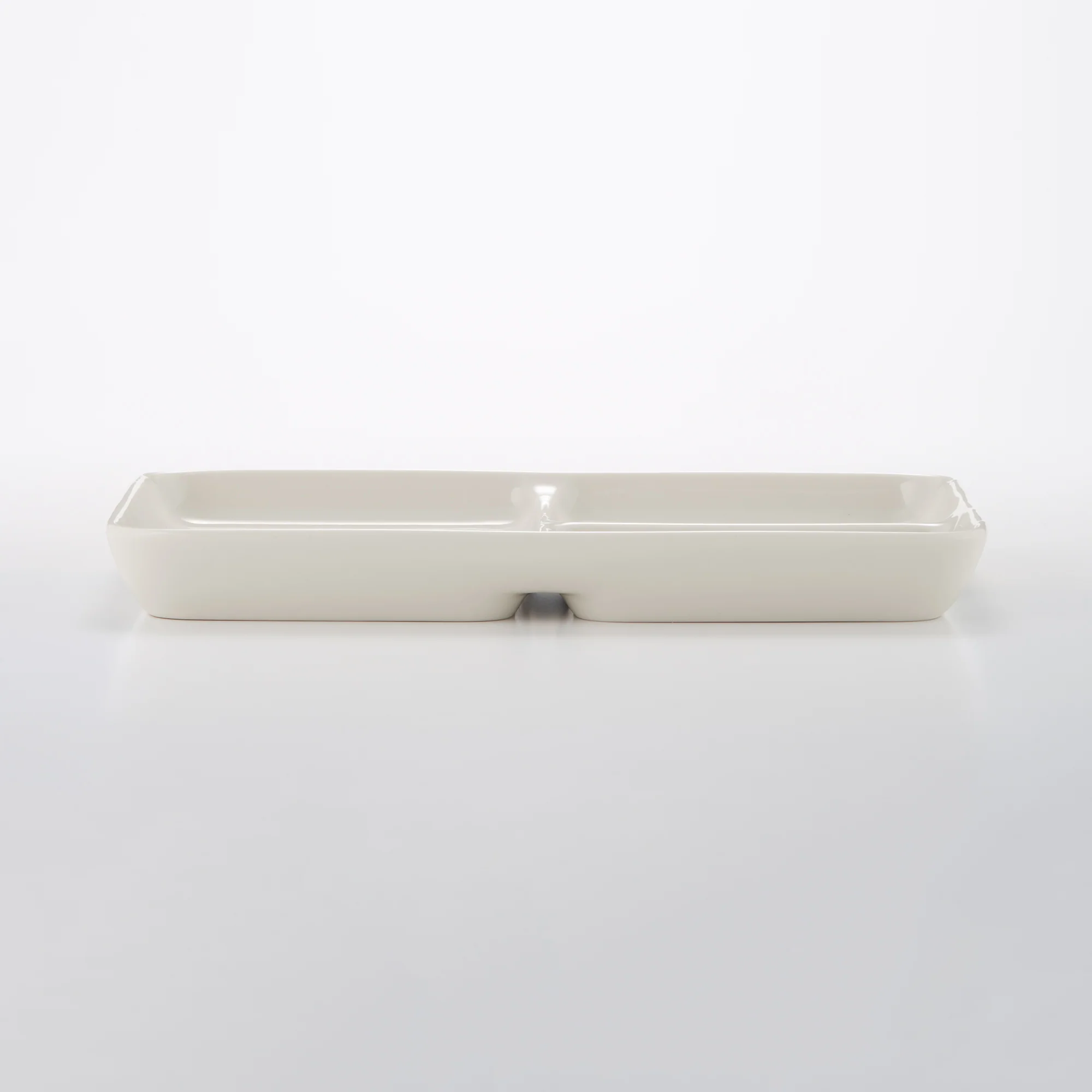 Beige Porcelain Square Plate with Partition - Image 9