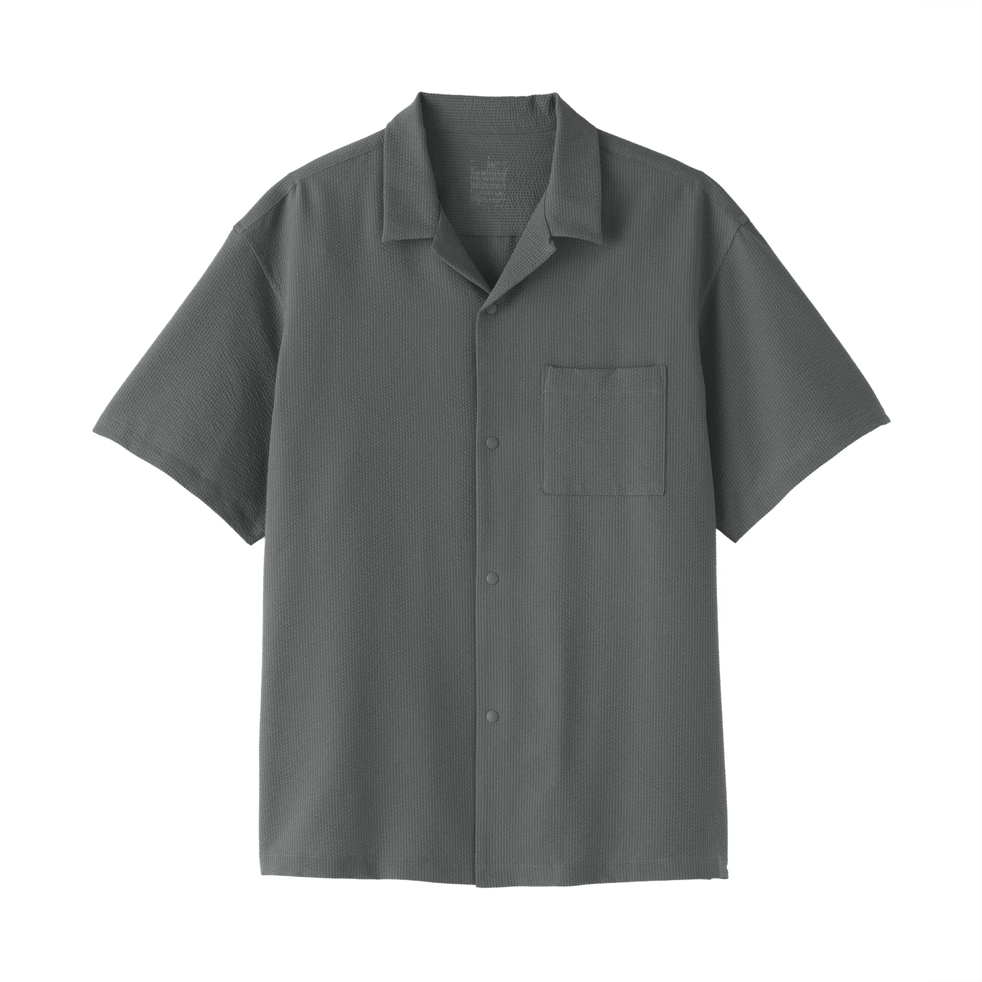 Breathable Seersucker Open Collar Shirt - Image 10
