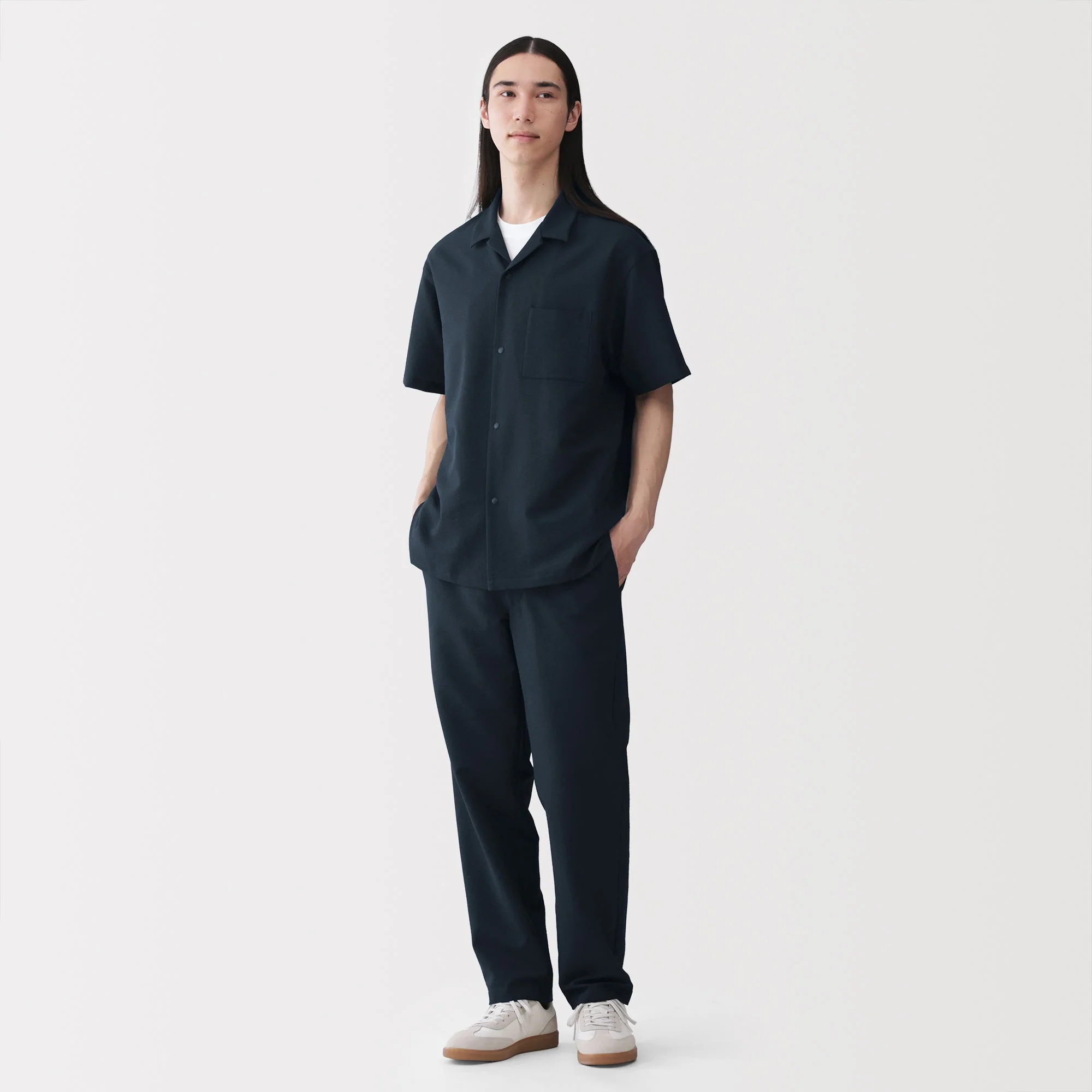 Breathable Seersucker Open Collar Shirt - Image 28
