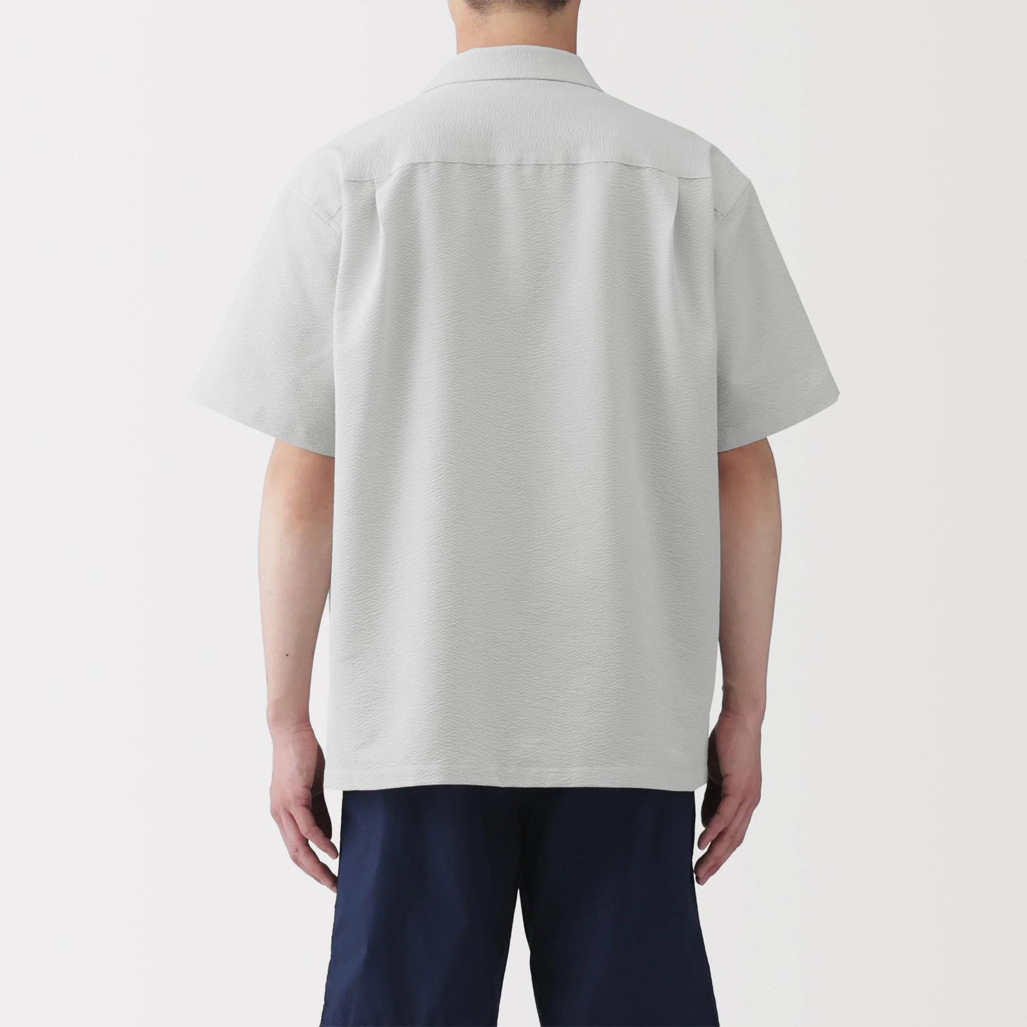 Breathable Seersucker Open Collar Shirt - Image 6