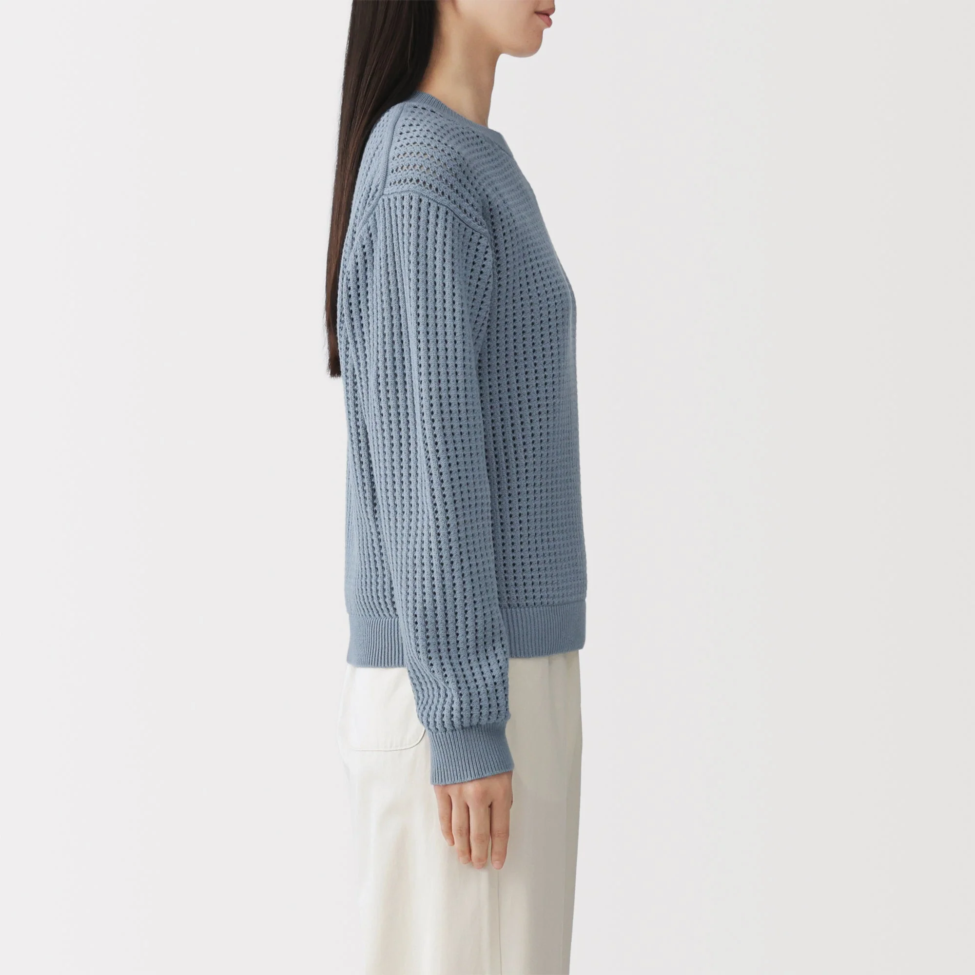 Cotton Blend Mesh Sweater - Image 13