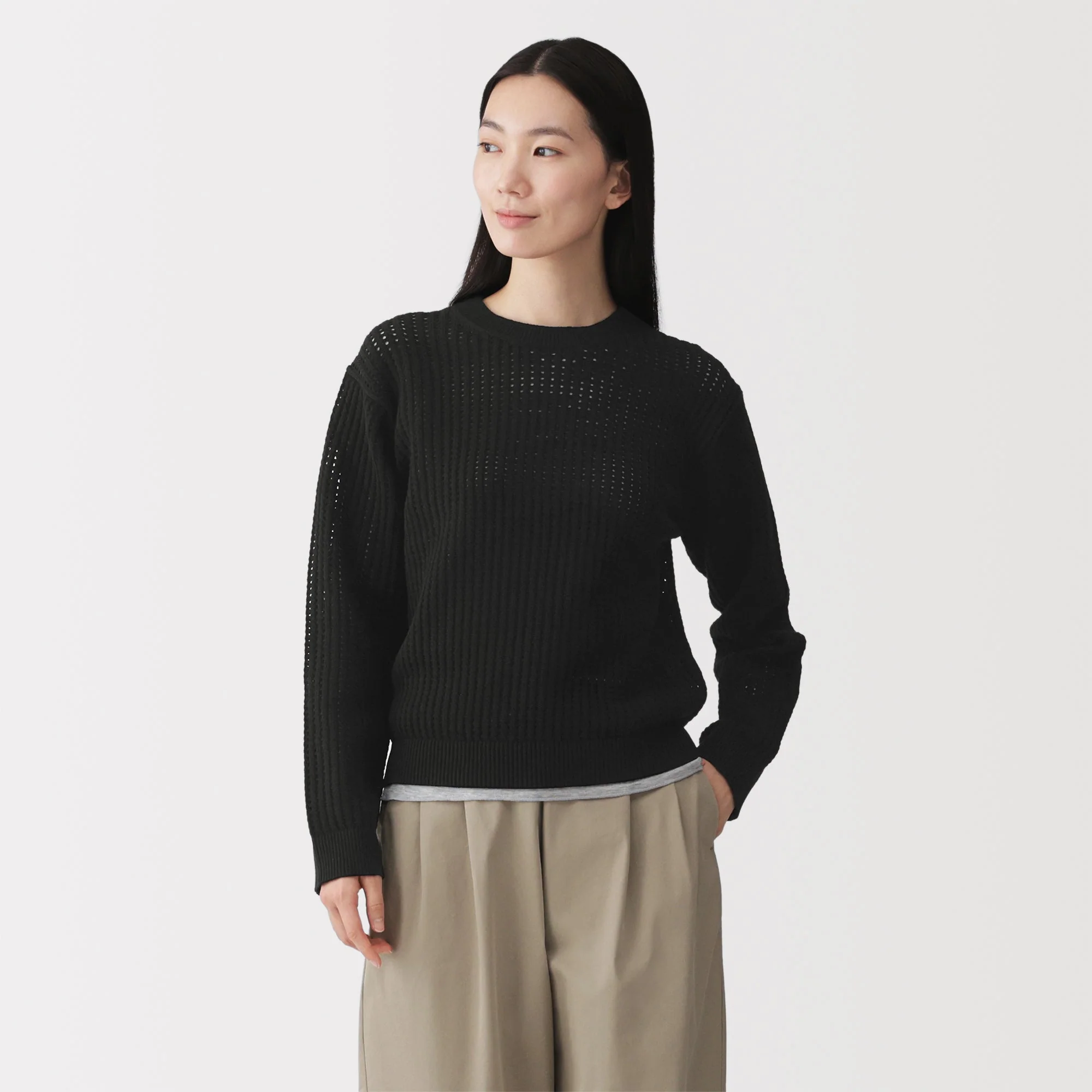 Cotton Blend Mesh Sweater - Image 35