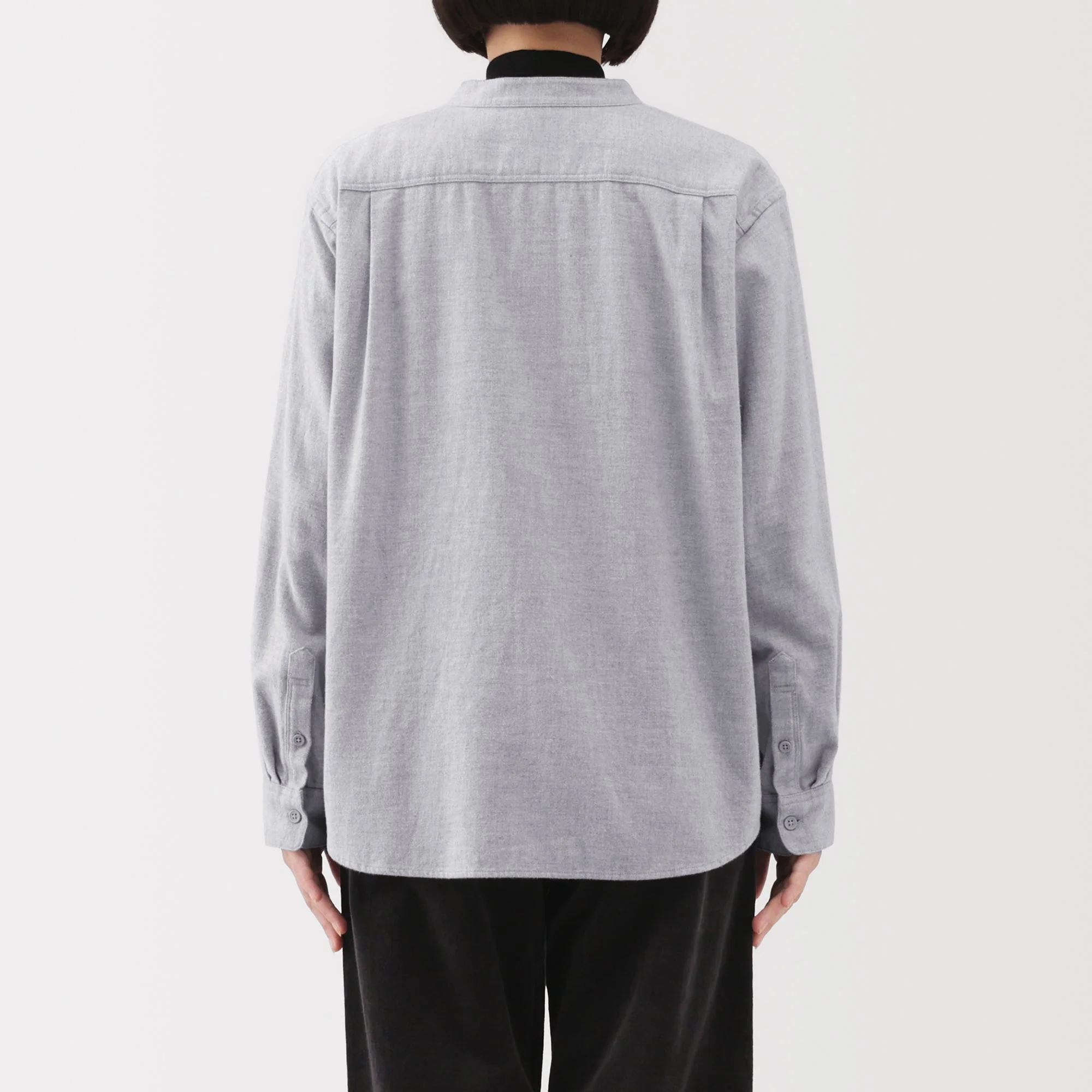 Flannel Stand Collar Blouse - Image 30