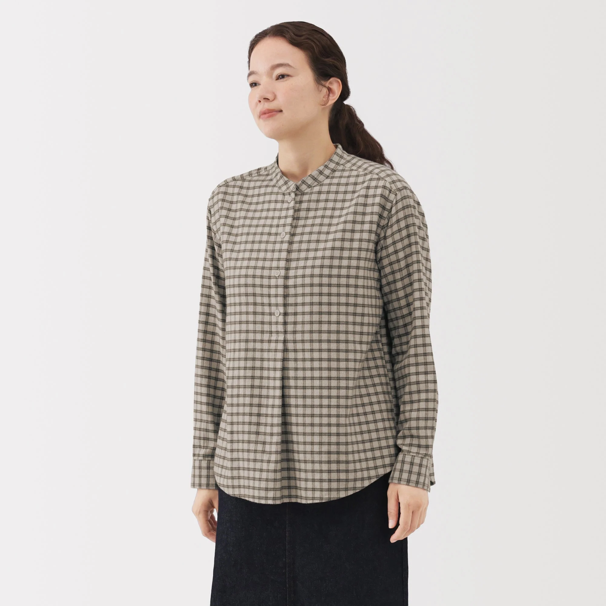 Flannel Stand Collar Blouse - Image 35