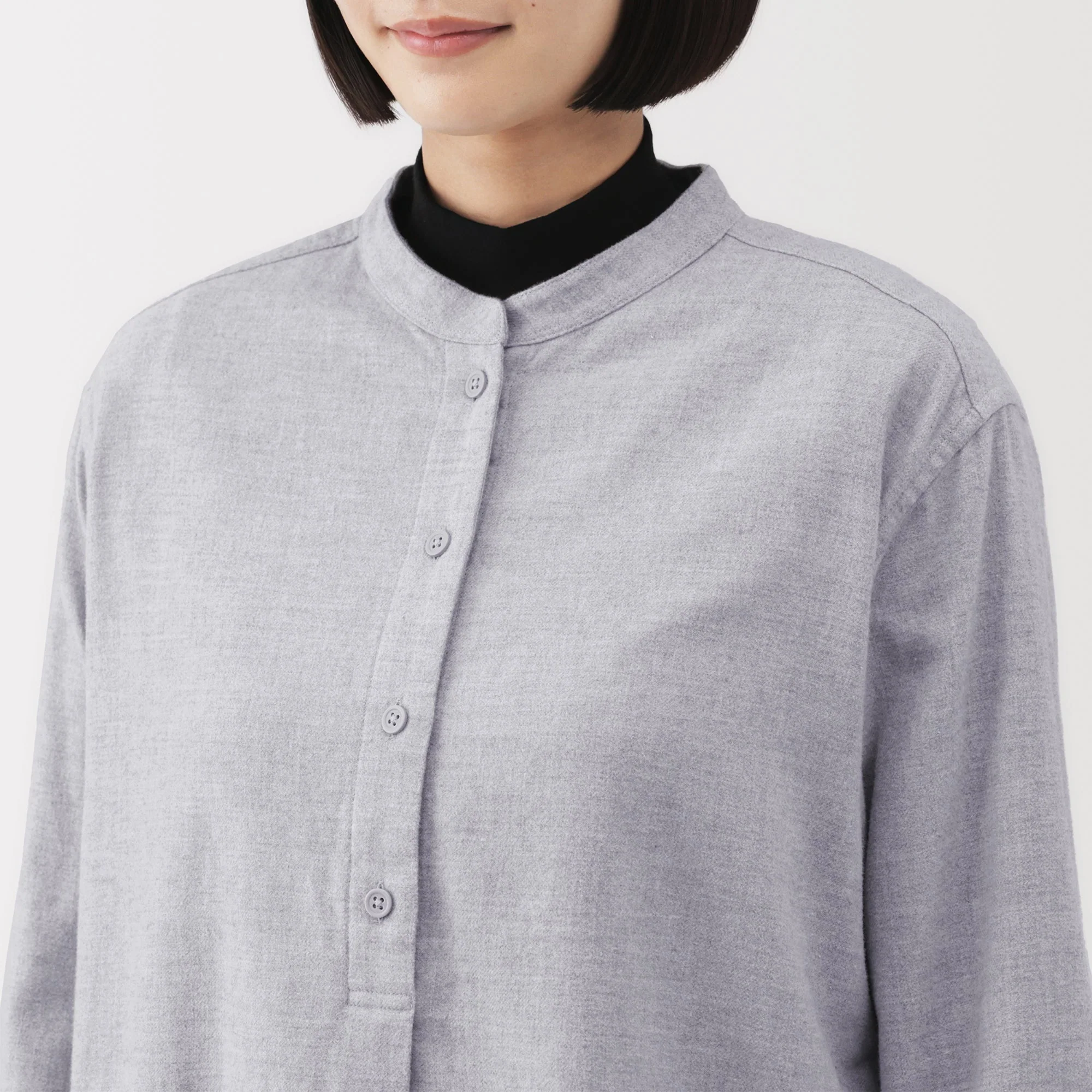 Flannel Stand Collar Blouse - Image 39