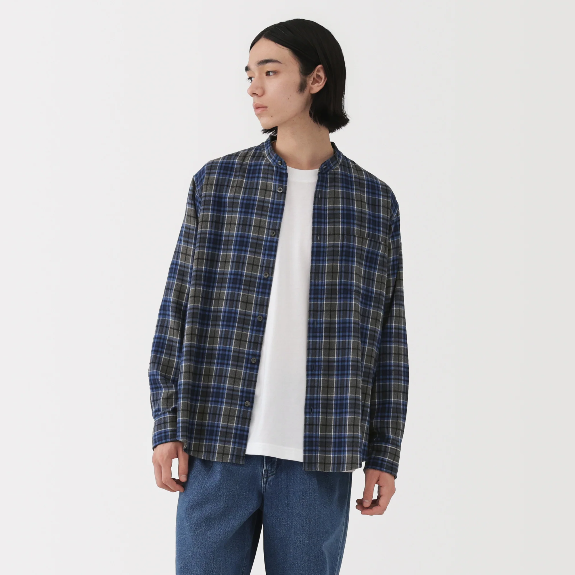Flannel Stand Collar Shirt - Image 39