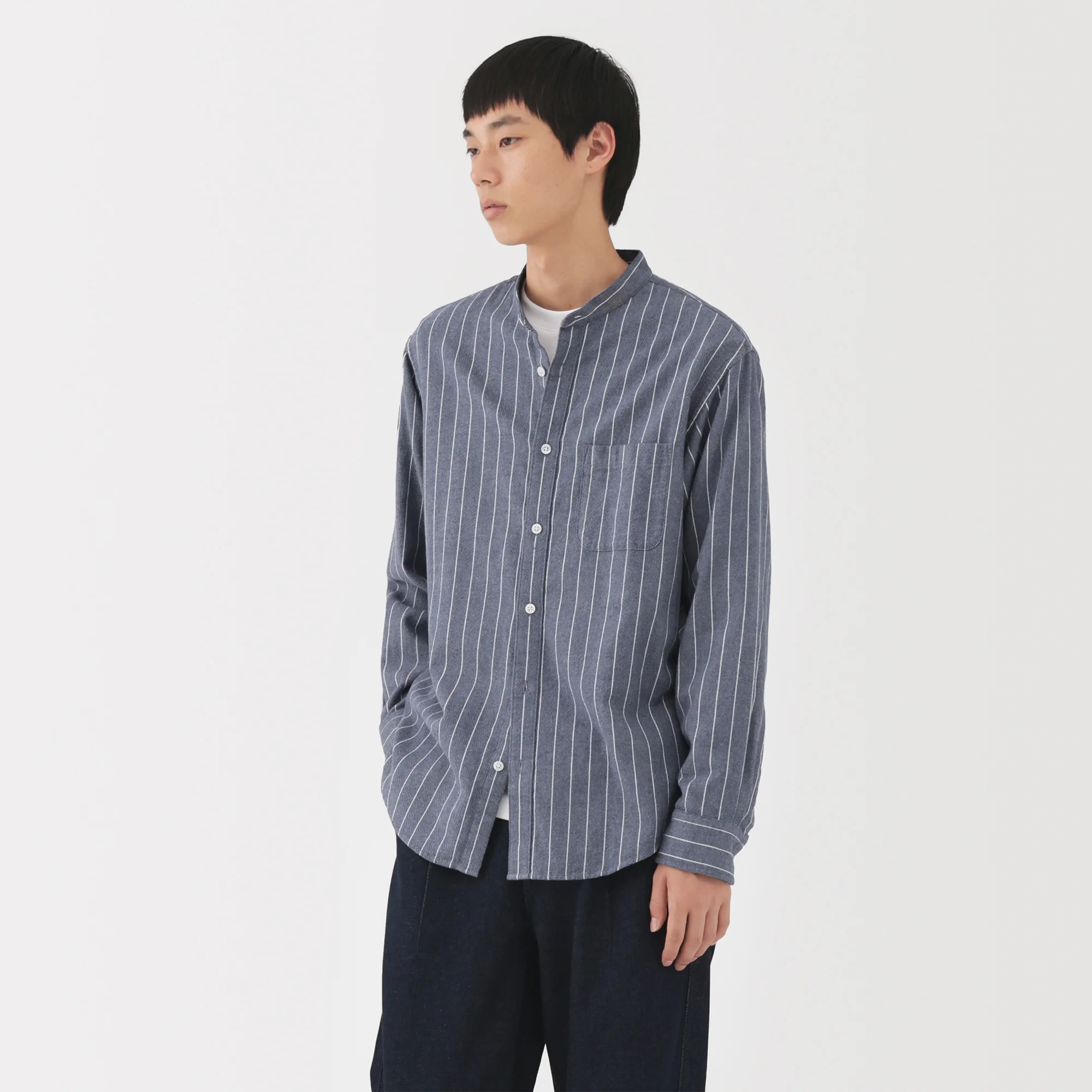 Flannel Stand Collar Shirt - Image 48