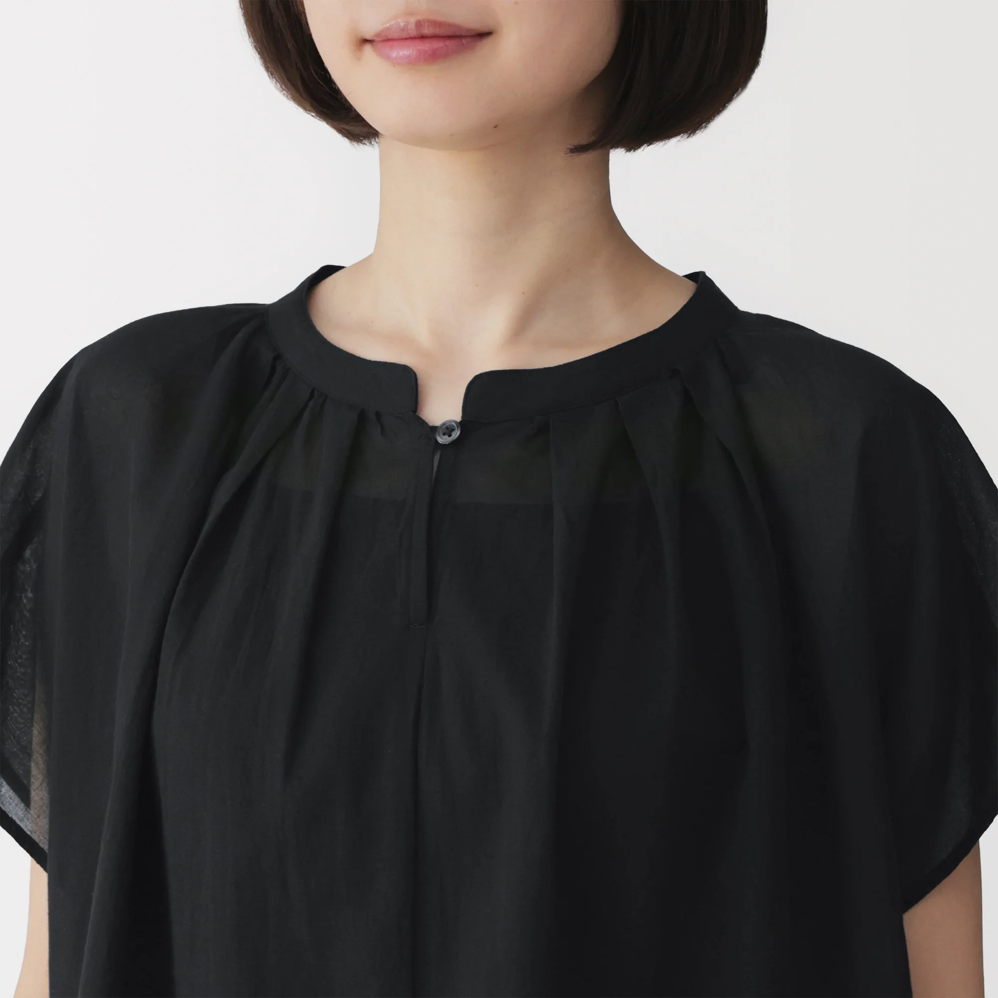 High-Twist Cotton Sheer Blouse - Image 15