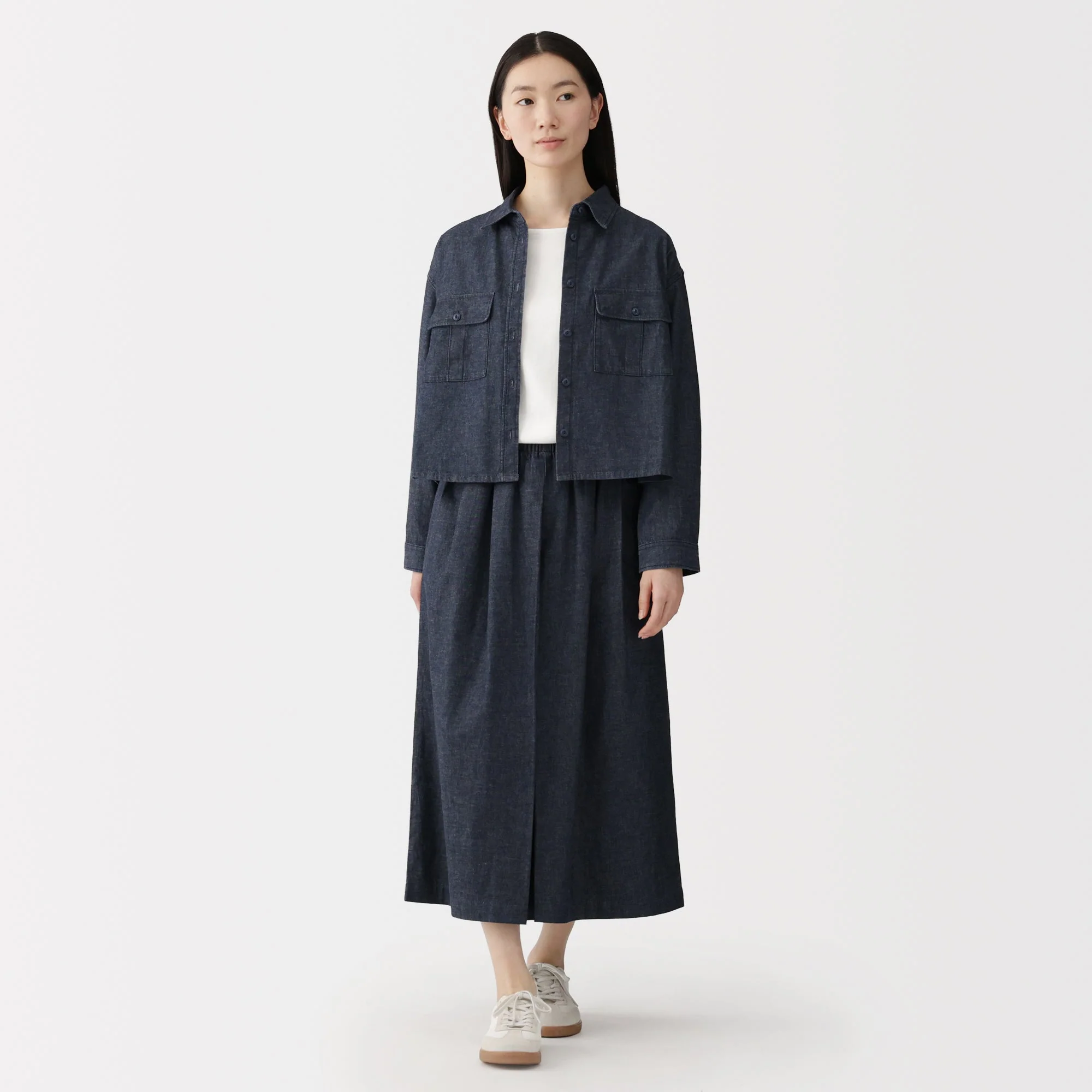 Kapok Blend Denim Skirt Pants