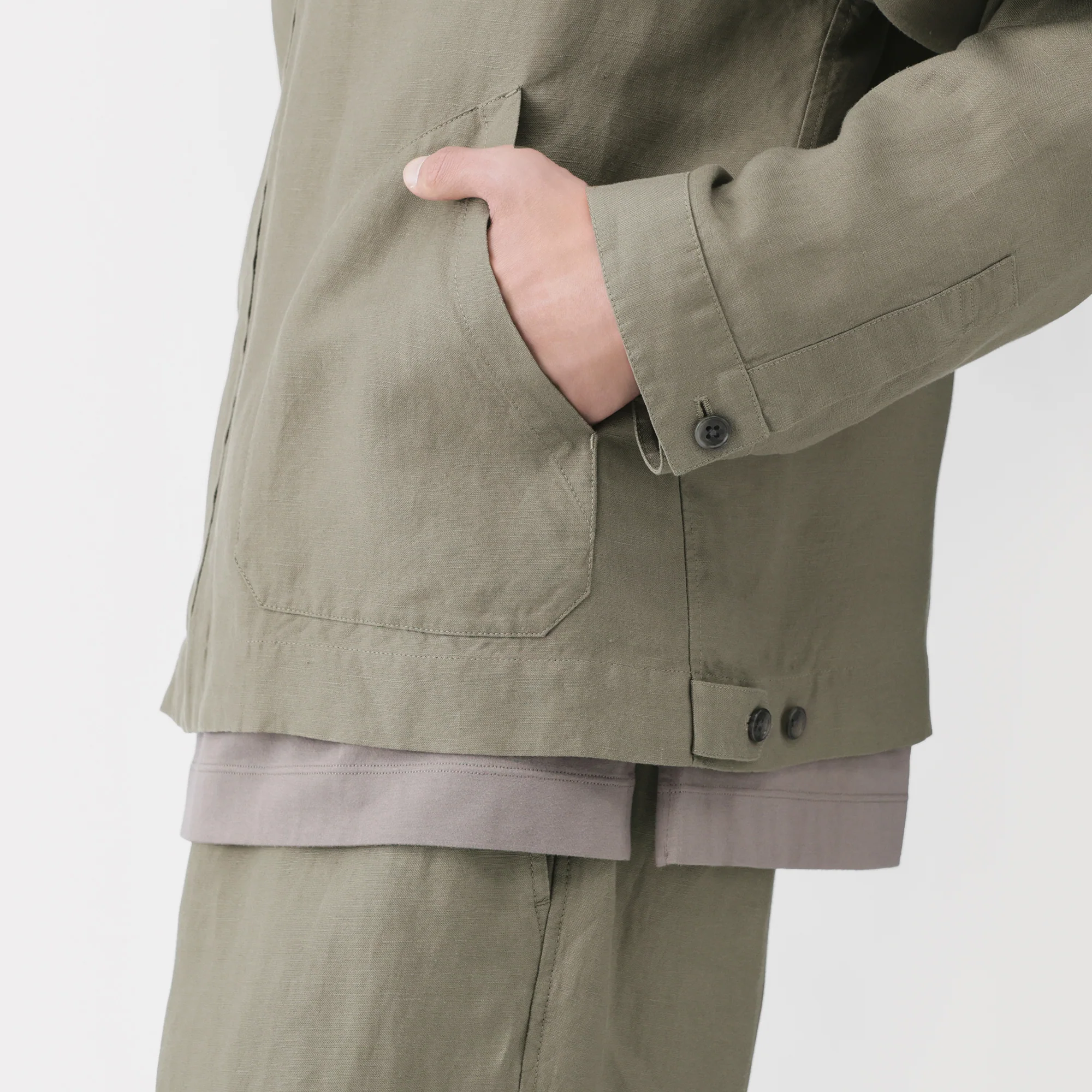 Labo Linen Lyocell Zip-Up Shirt - Image 8