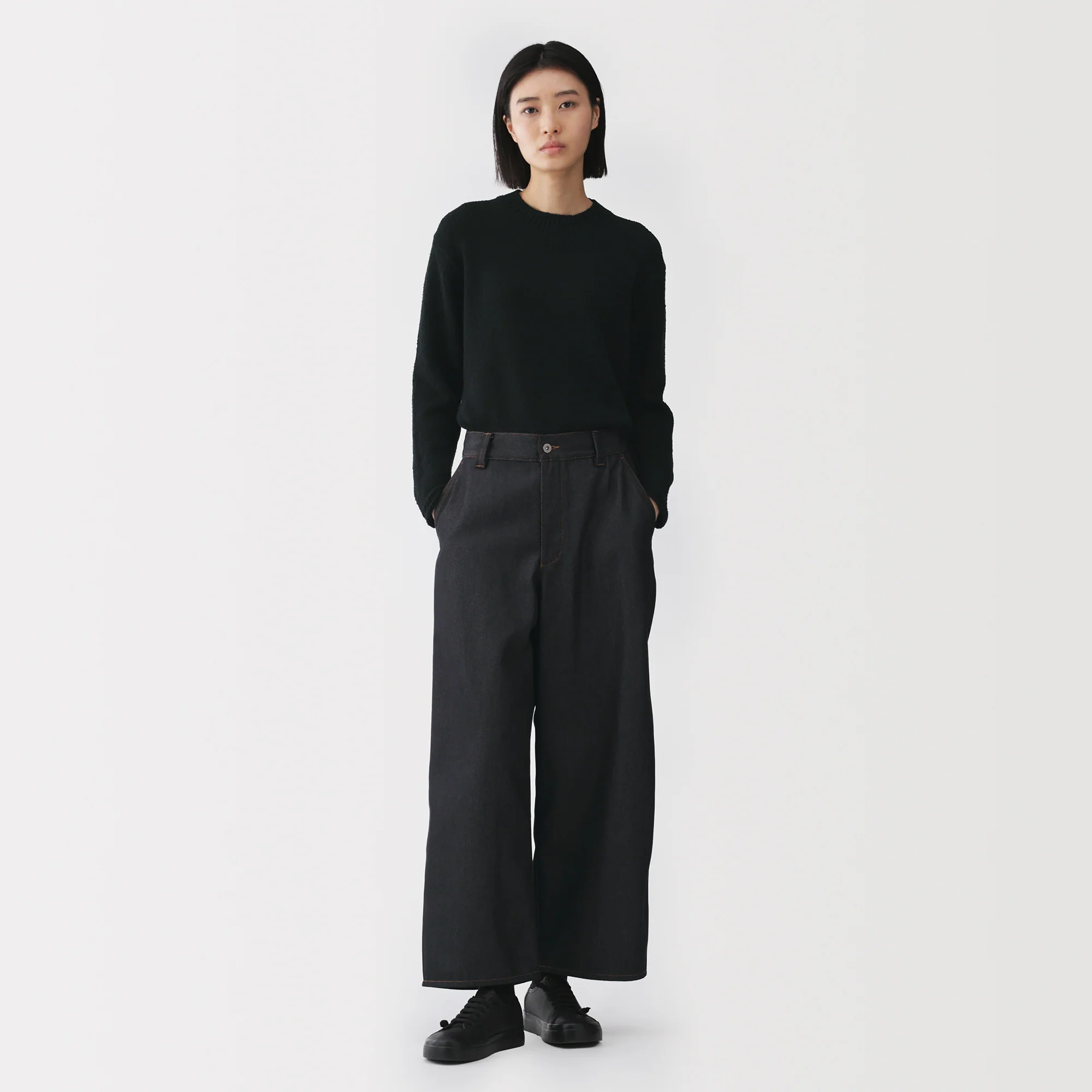Labo Polyester Denim Barrel Pants