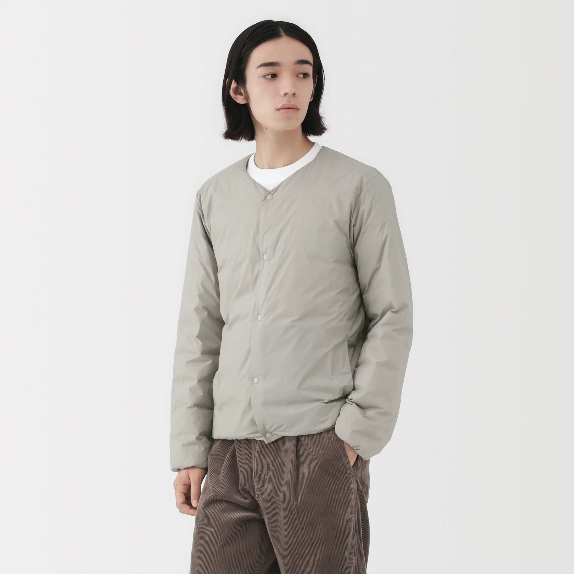 Lightweight Down Collarless Jacket - Image 13