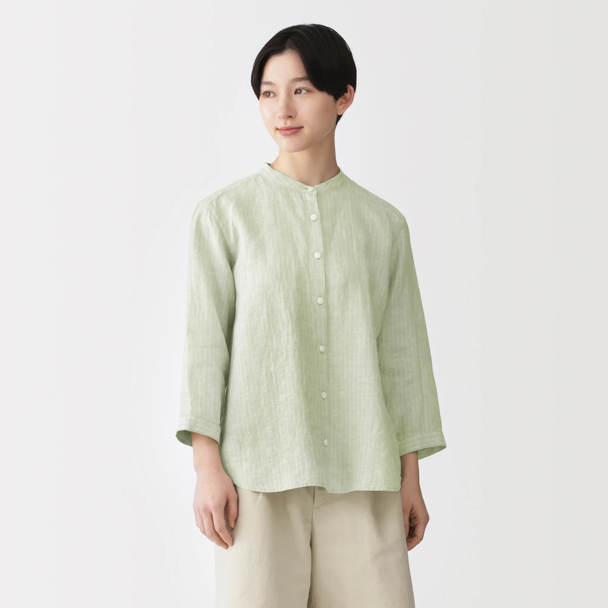 Linen 3/4 Sleeve Blouse - Image 3