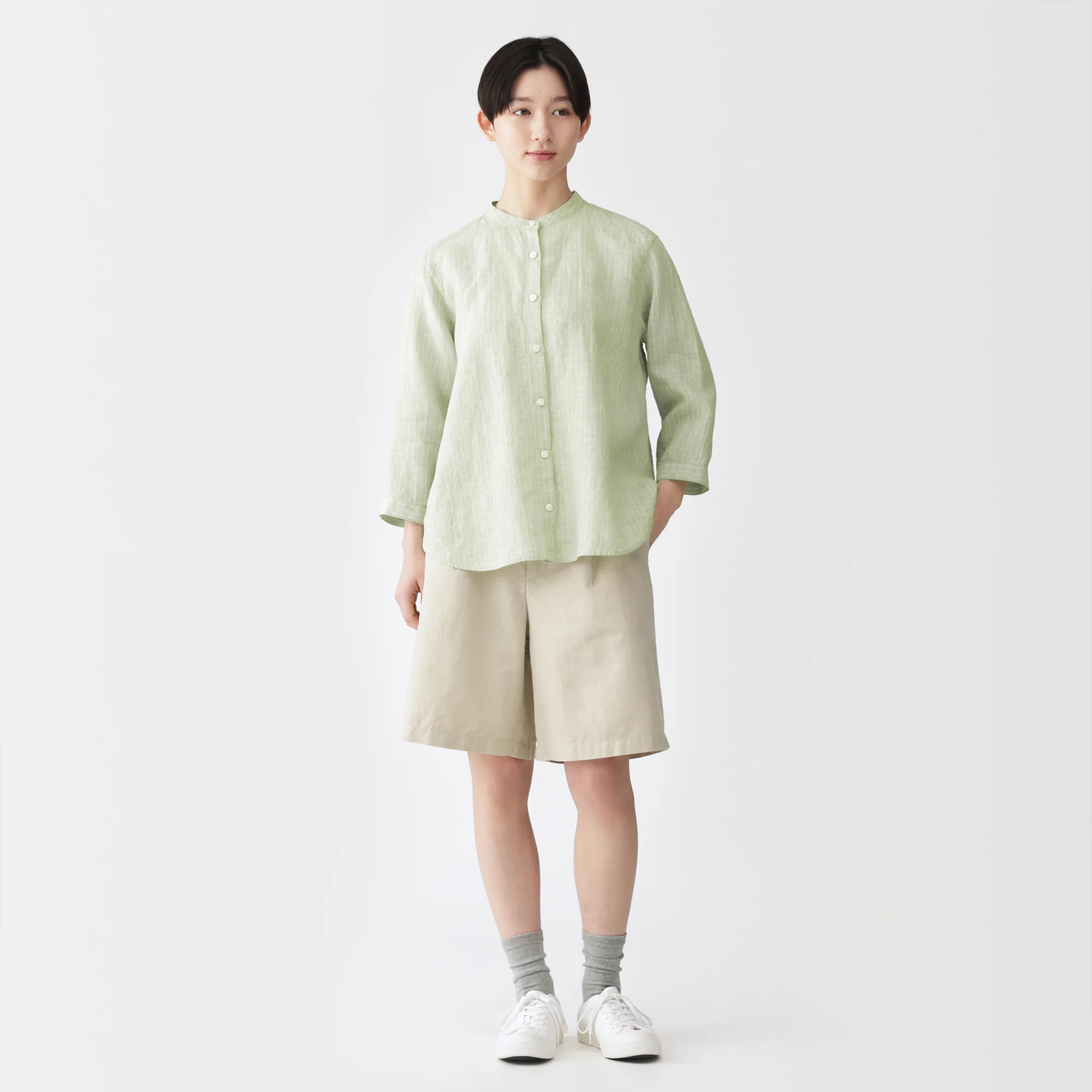Linen 3/4 Sleeve Blouse - Image 4