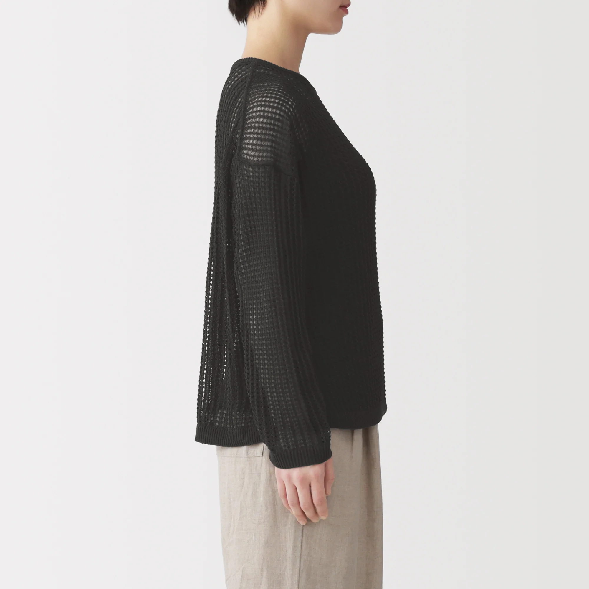 Linen Blend Mesh Wide Sweater - Image 14