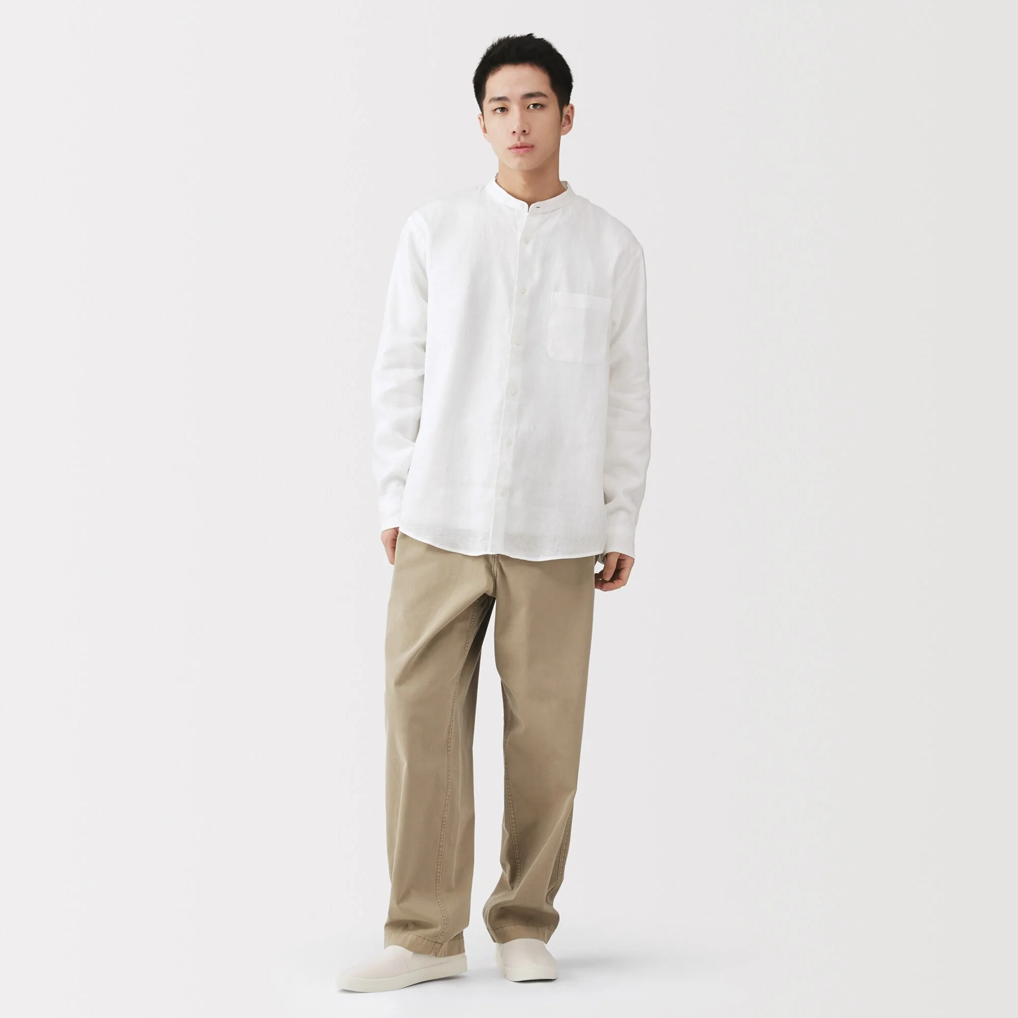 Linen Stand Collar Shirt - Image 13