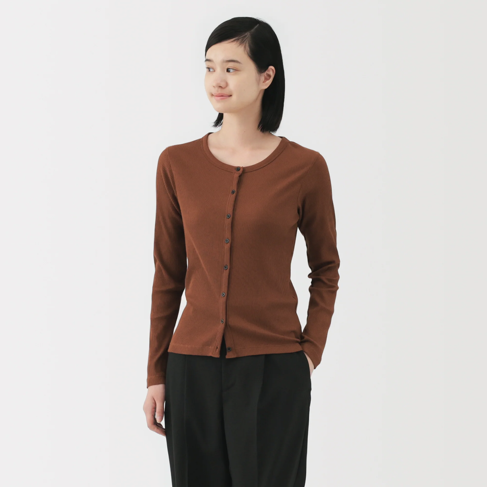 Lyocell Blend Rib Cardigan