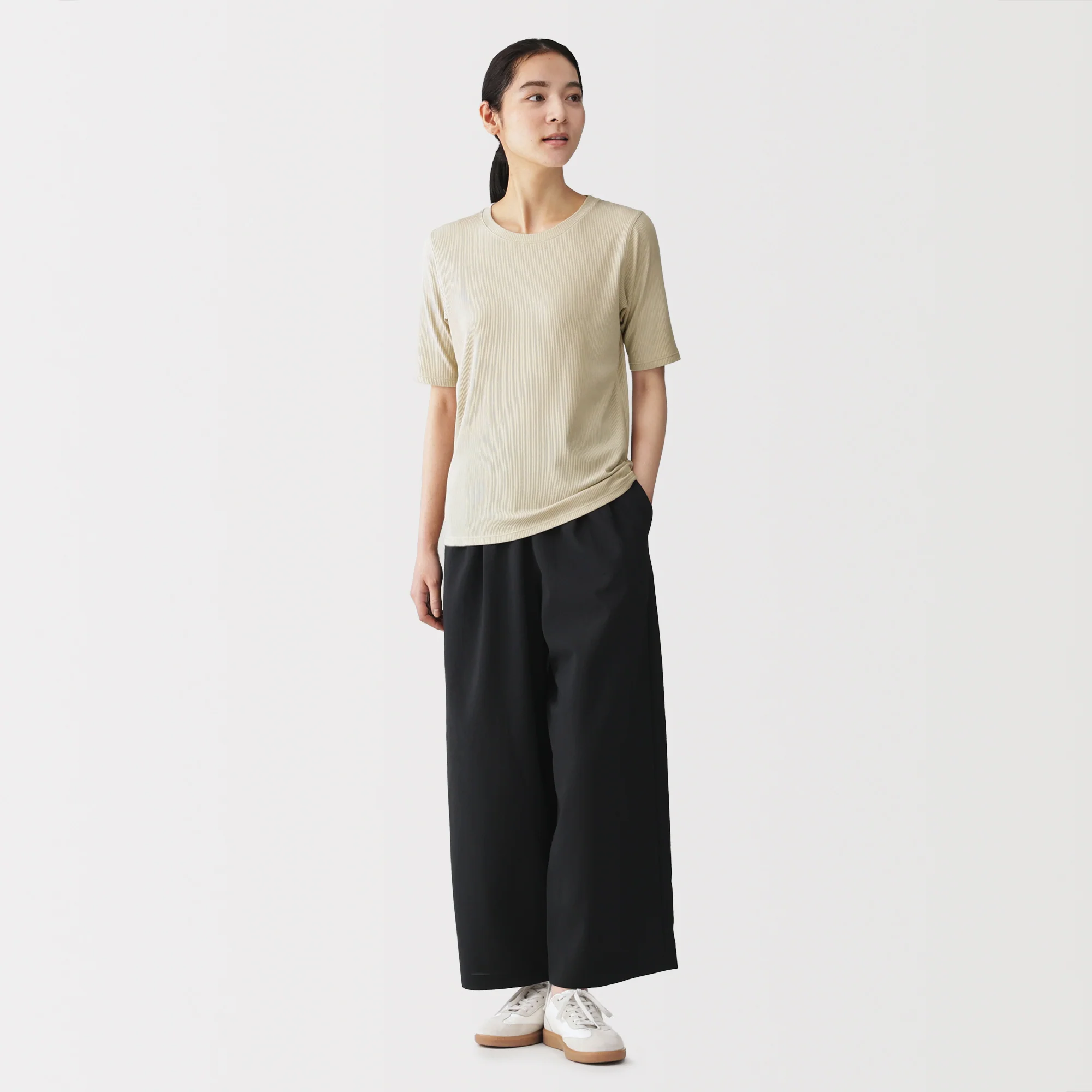 Lyocell Blend Rib Half Sleeve T-Shirt - Image 28