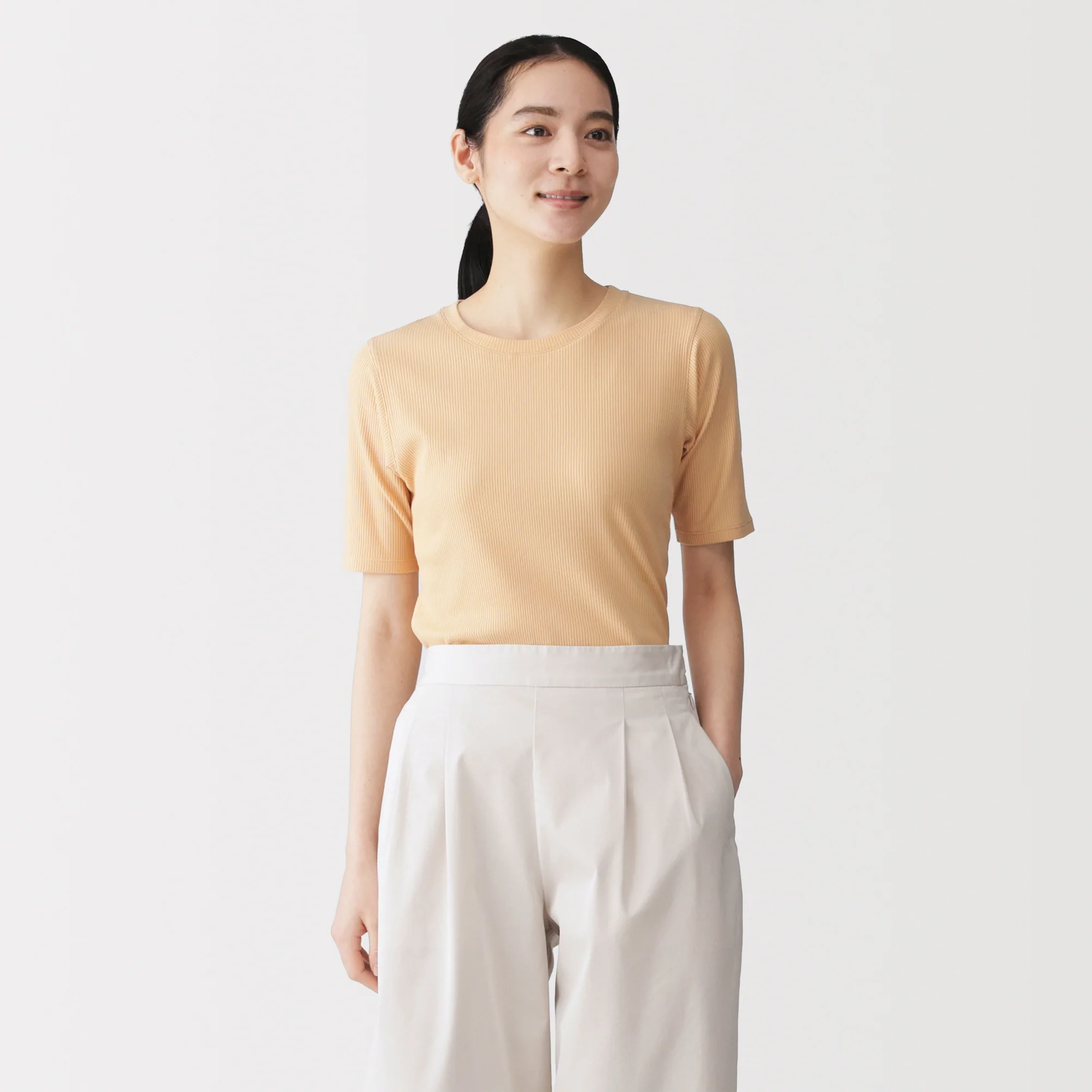 Lyocell Blend Rib Half Sleeve T-Shirt - Image 35