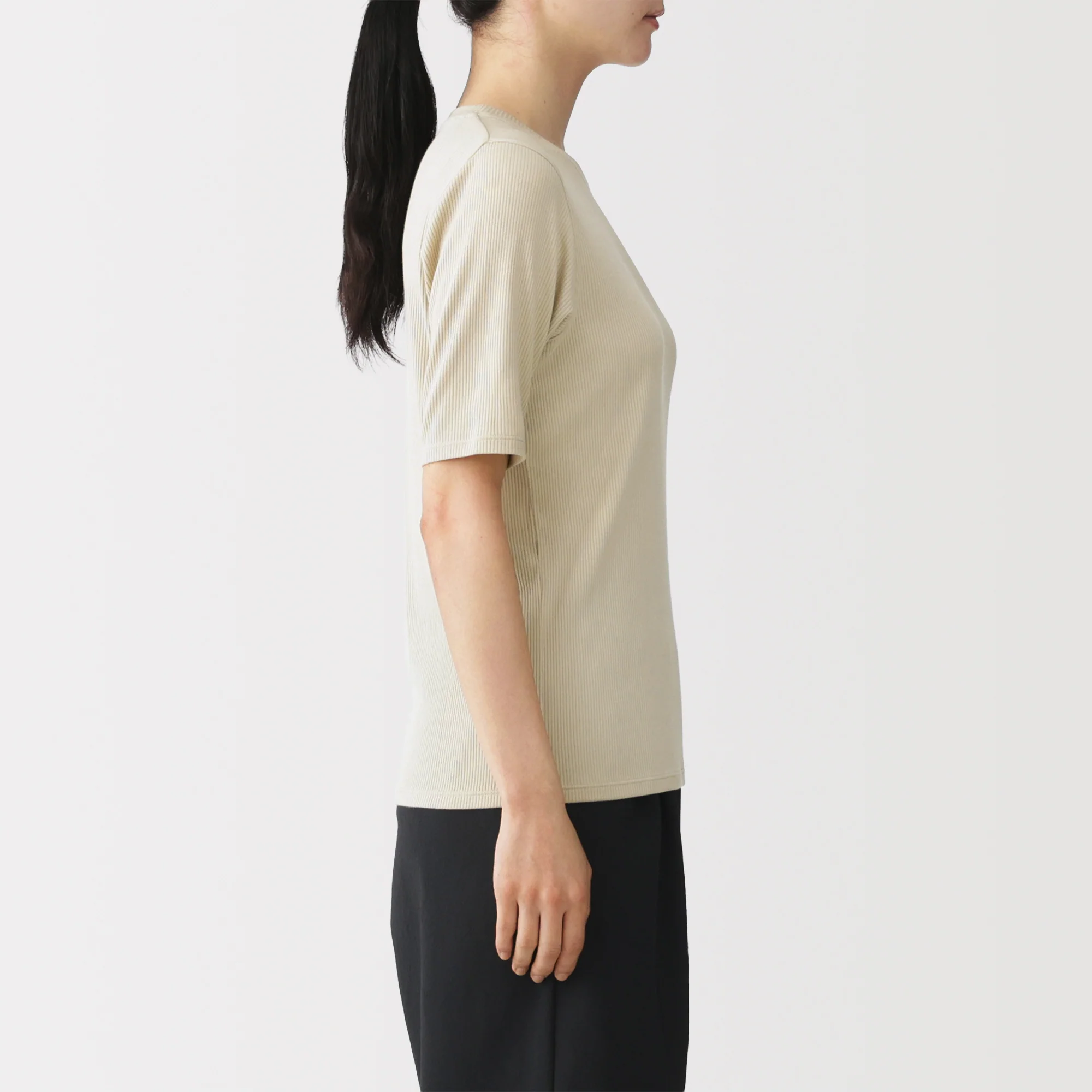 Lyocell Blend Rib Half Sleeve T-Shirt - Image 37