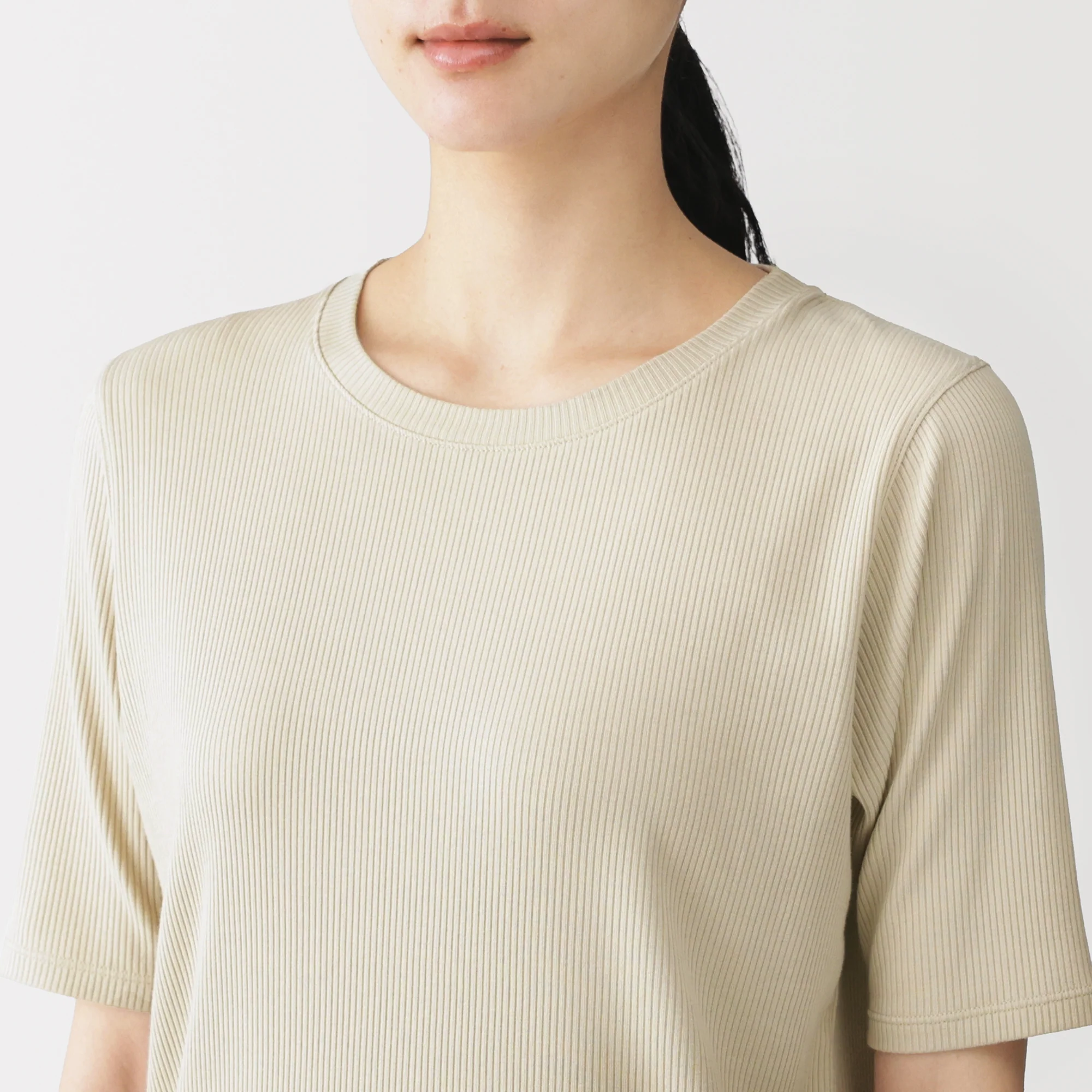 Lyocell Blend Rib Half Sleeve T-Shirt - Image 39
