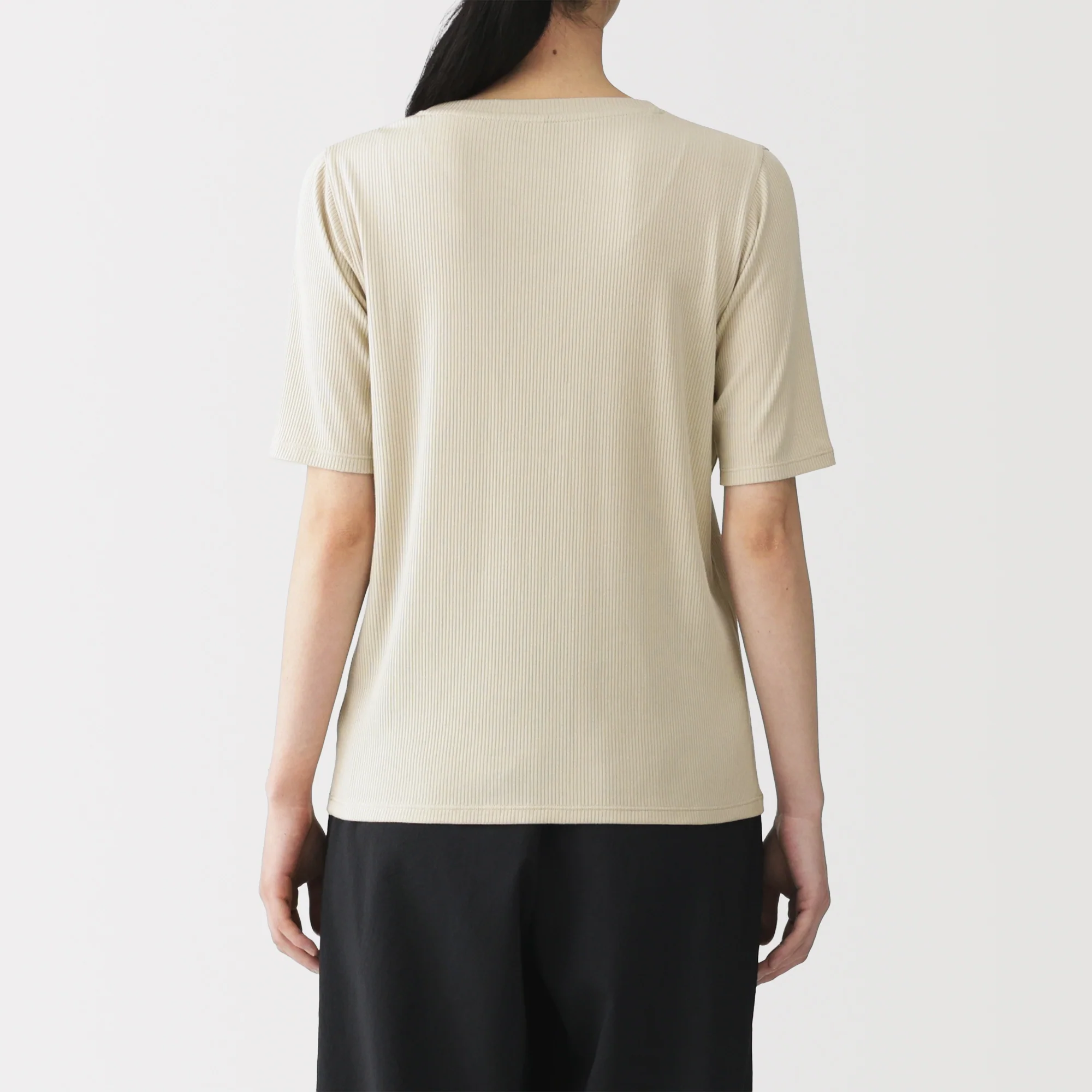 Lyocell Blend Rib Half Sleeve T-Shirt - Image 6
