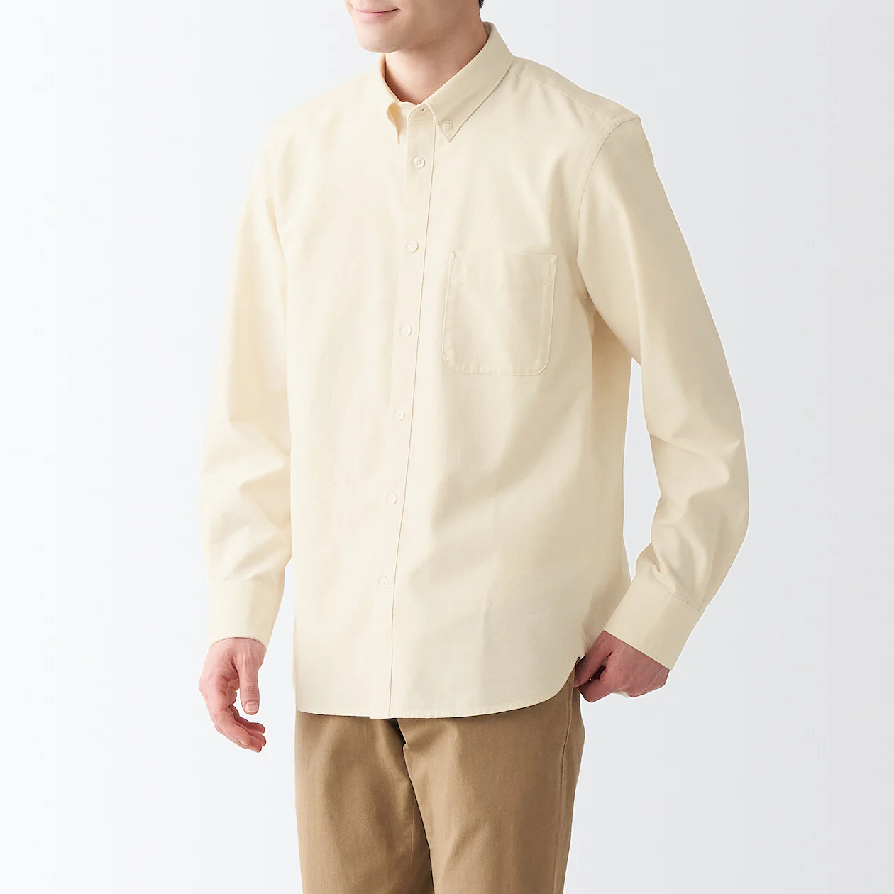Men's Washed Oxford Collared Long Sleeve Button Down Shirt - Image 14