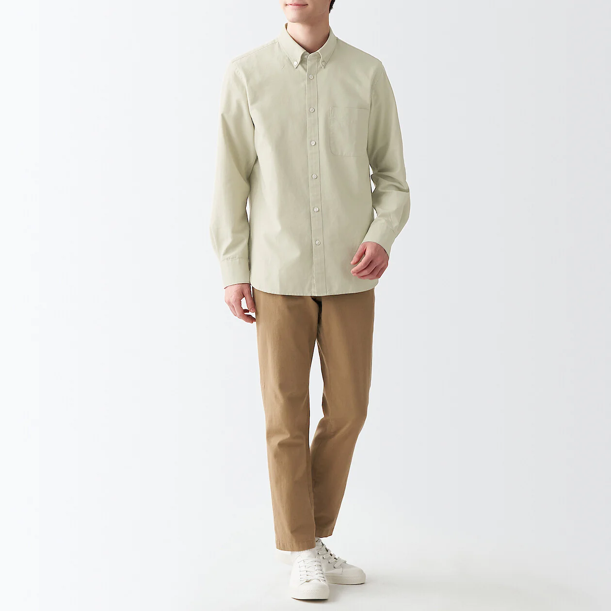 Men's Washed Oxford Collared Long Sleeve Button Down Shirt - Image 24