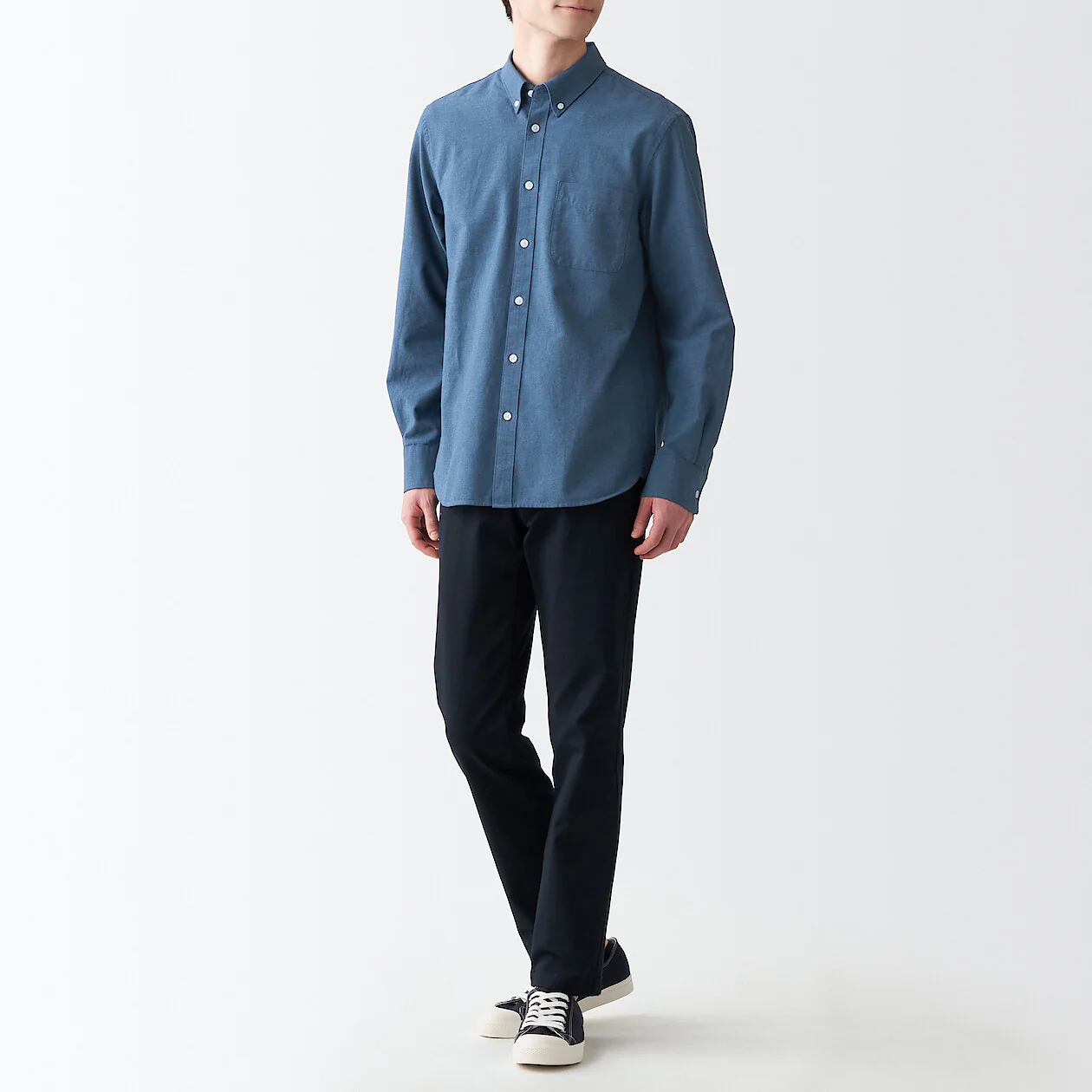 Men's Washed Oxford Collared Long Sleeve Button Down Shirt - Image 34
