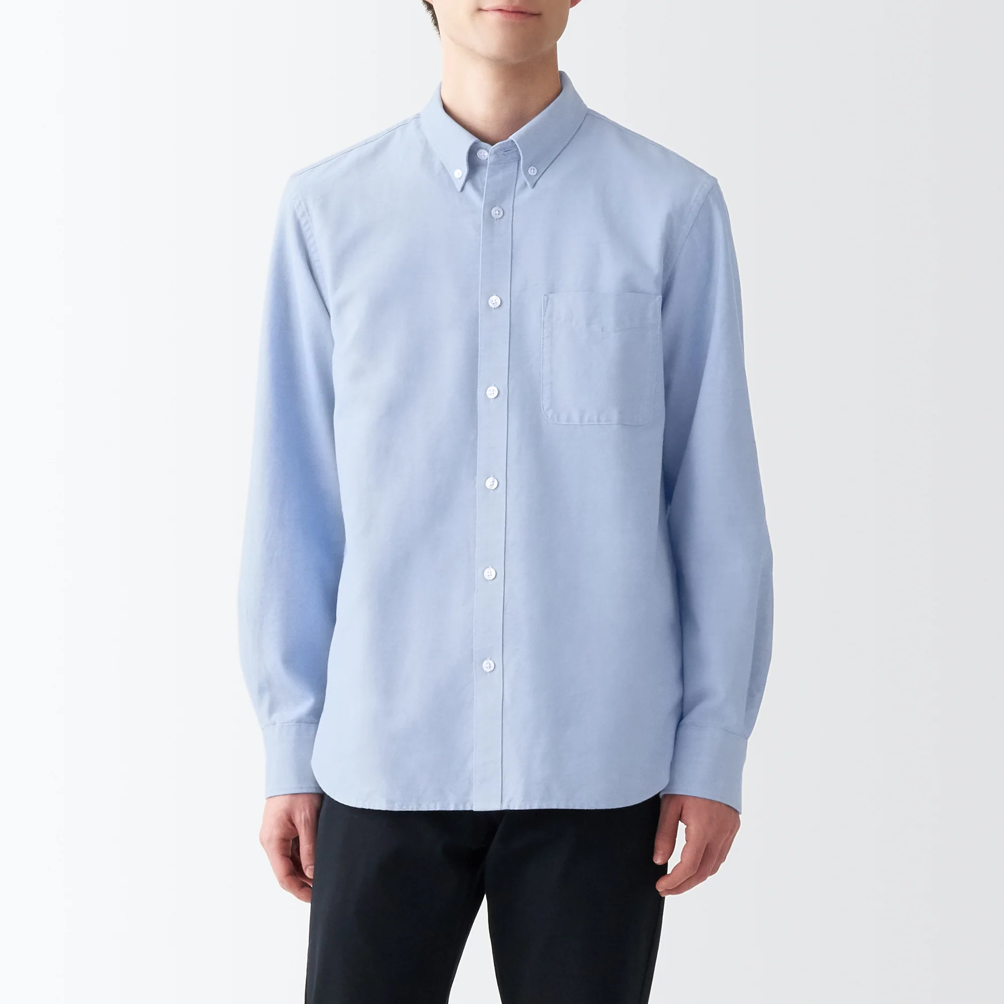 Men's Washed Oxford Collared Long Sleeve Button Down Shirt - Image 54