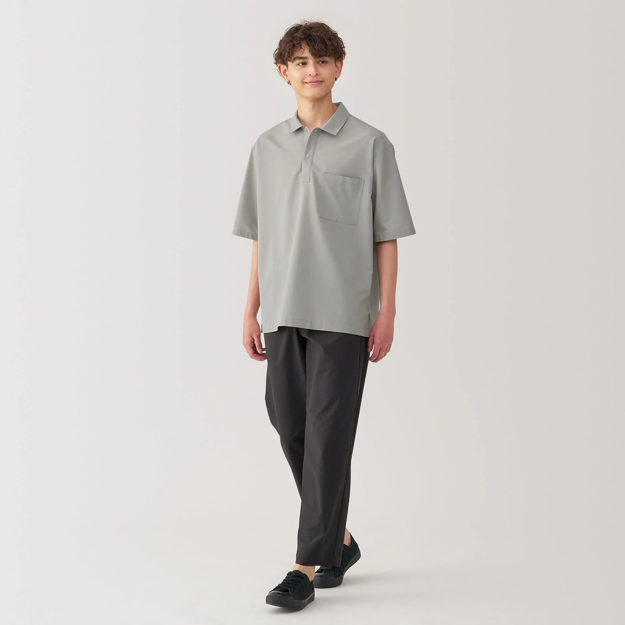 Men's Breathable Wide Half Sleeve Woven Polo Shirt - Image 12