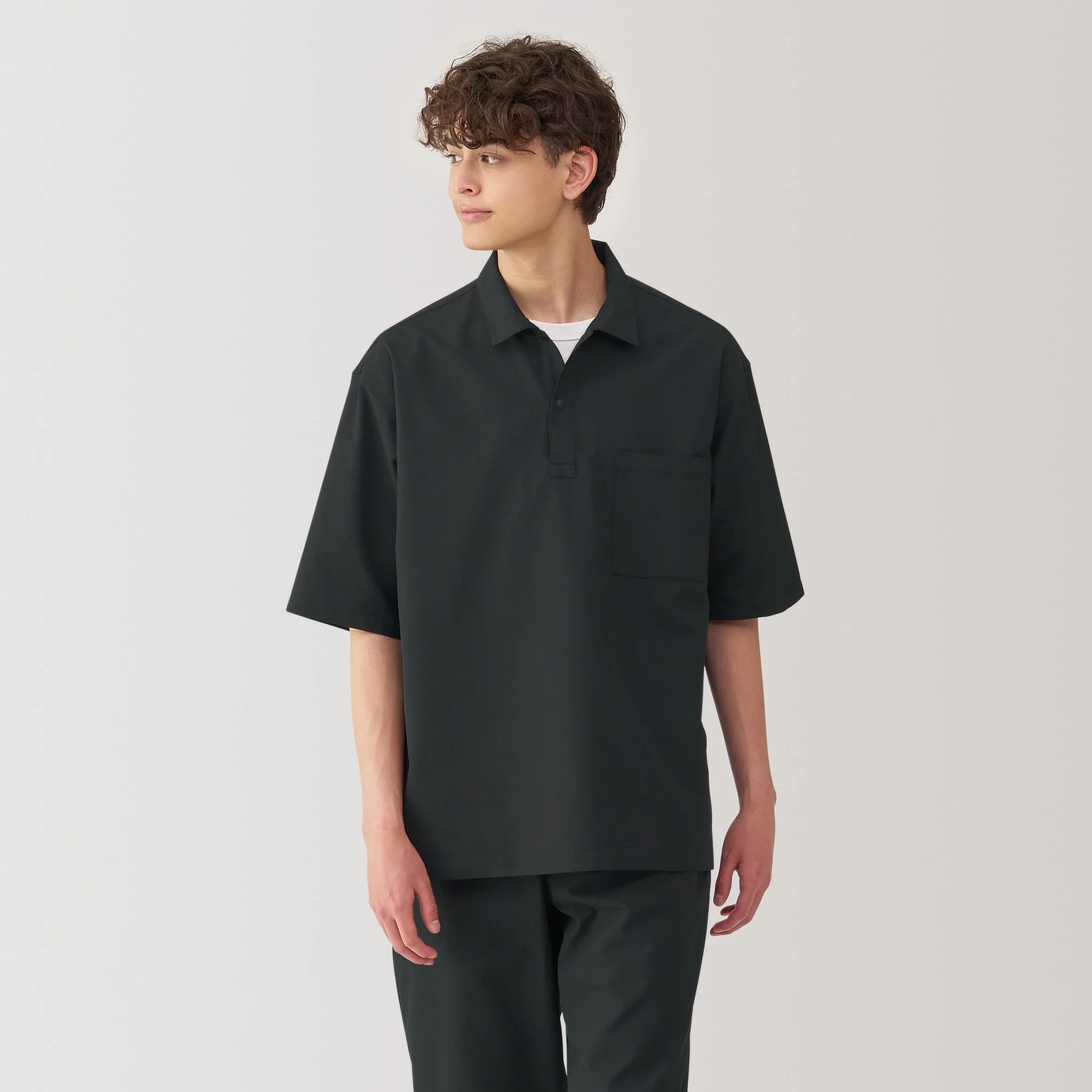 Men's Breathable Wide Half Sleeve Woven Polo Shirt - Image 19