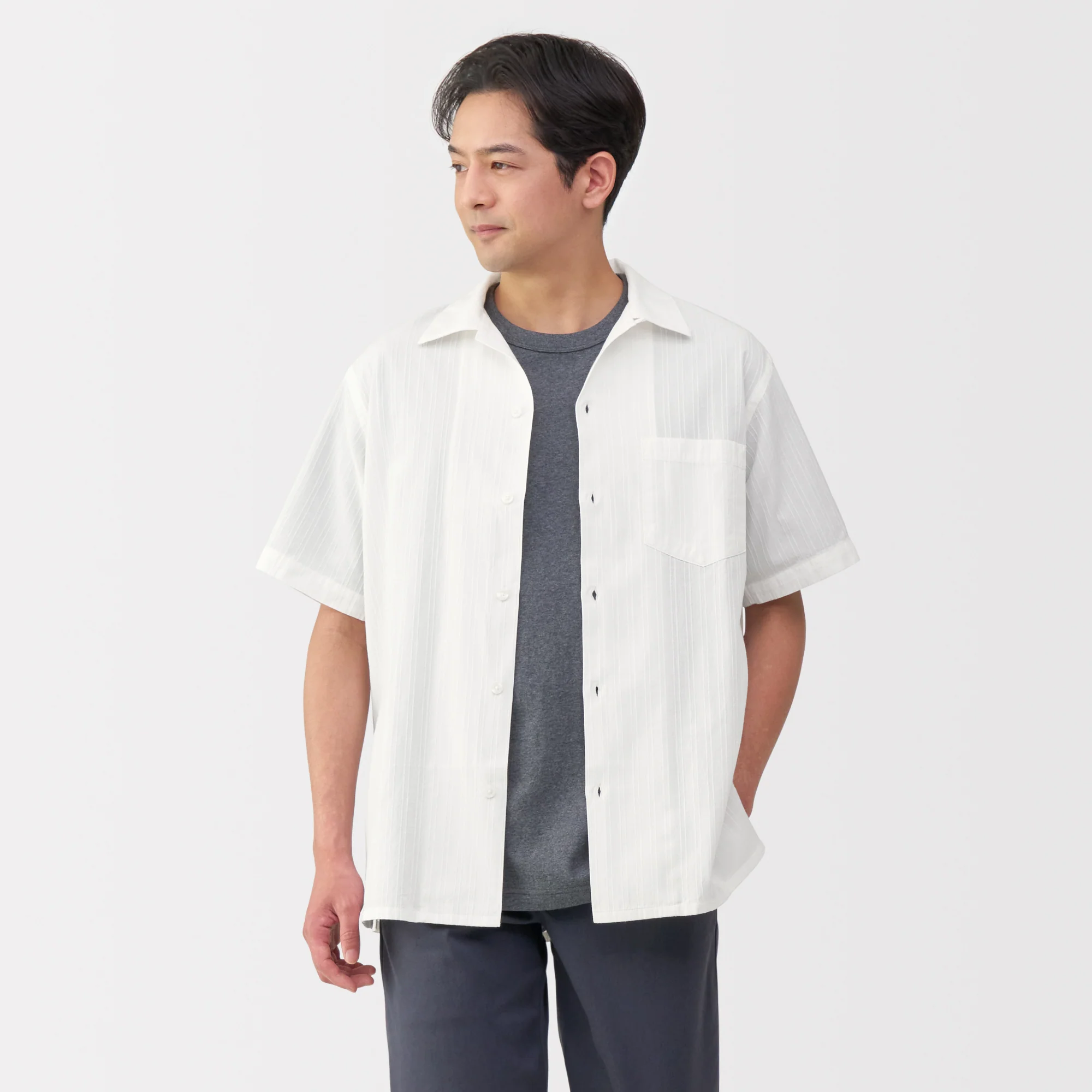 Men's Dobby Open Collar Shirt - Image 3