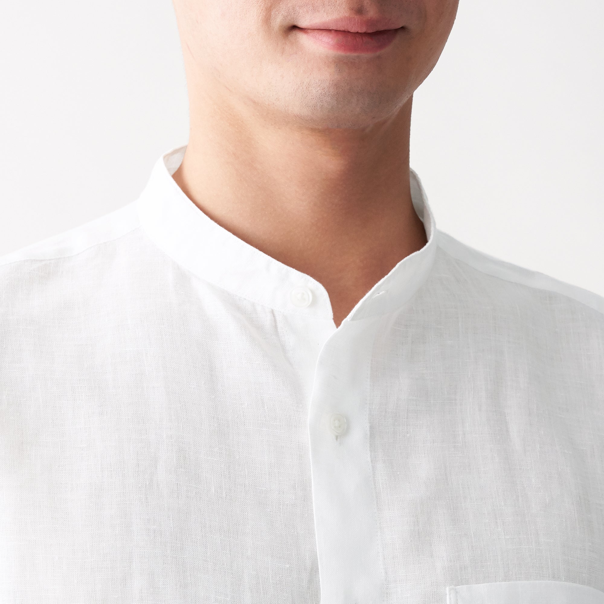 Men's French Linen Washed Stand Collar Shirt - Image 40
