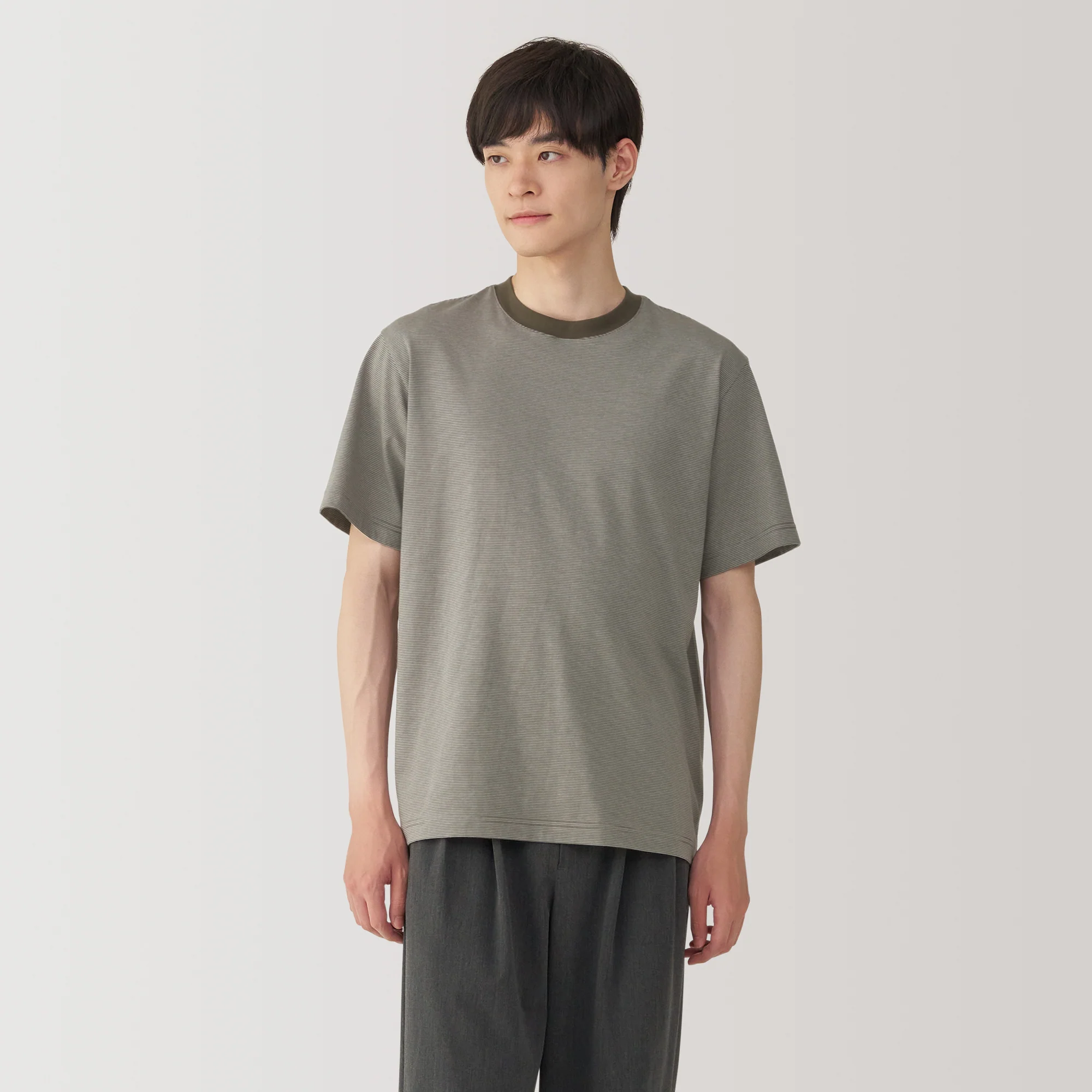 Men's Jersey Crew Neck Short Sleeve Striped T-Shirt - Image 17