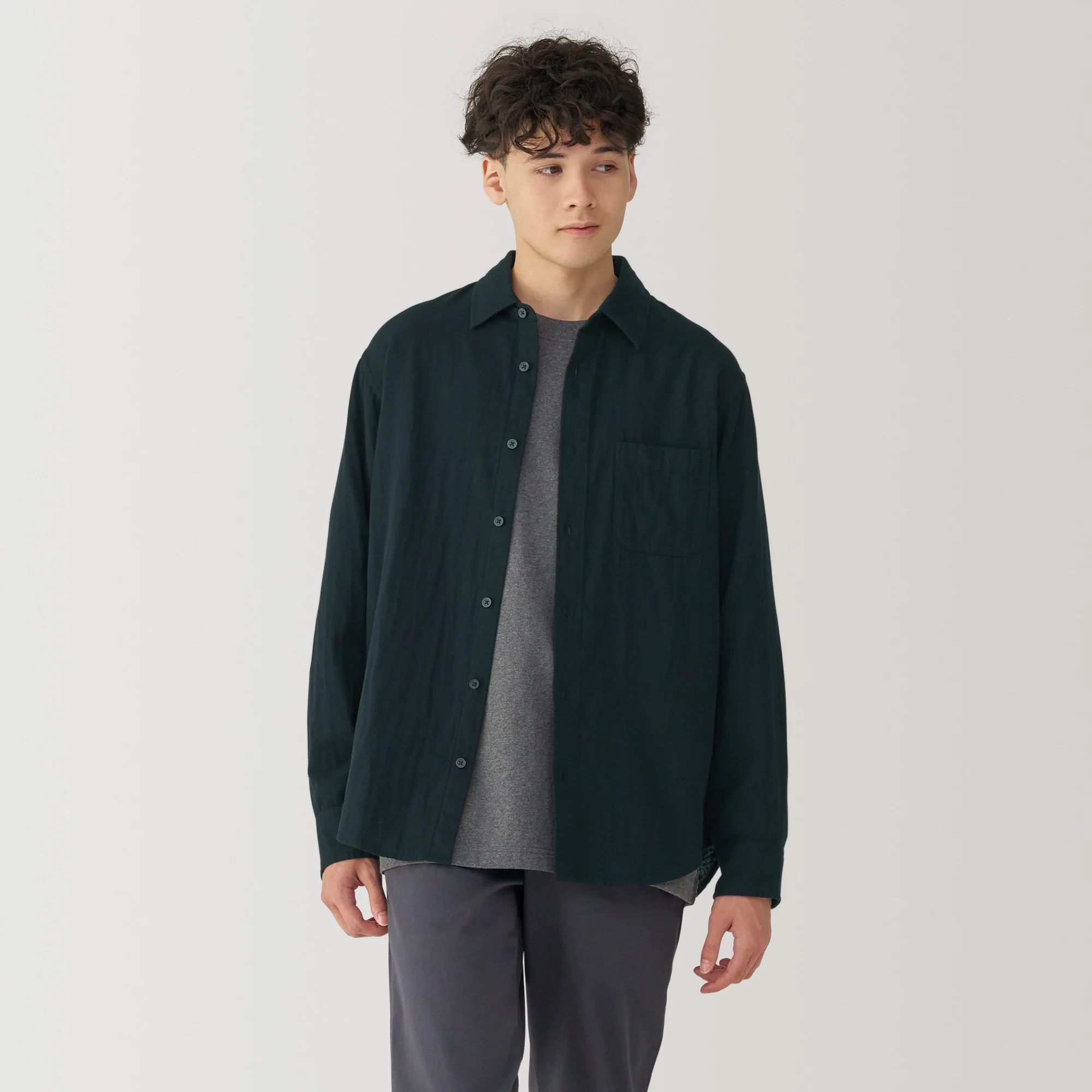 Men's Kapok Blend Double Gauze Long Sleeve Shirt - Image 3