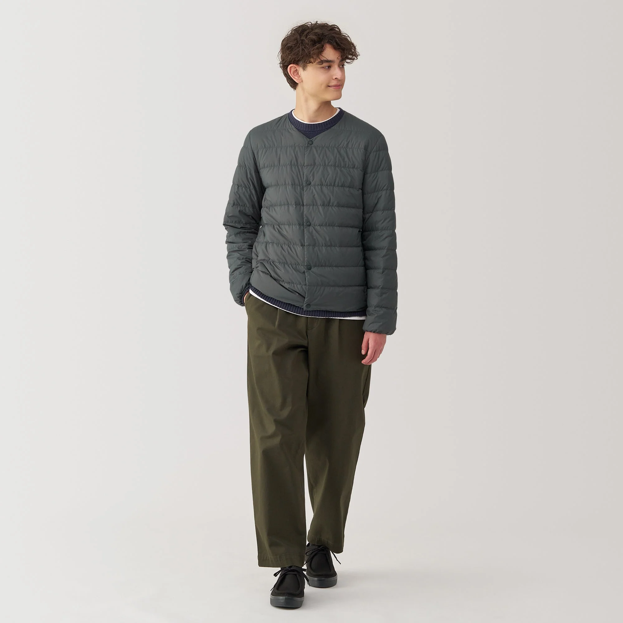 Men's Lightweight Down Collarless Jacket - Image 14