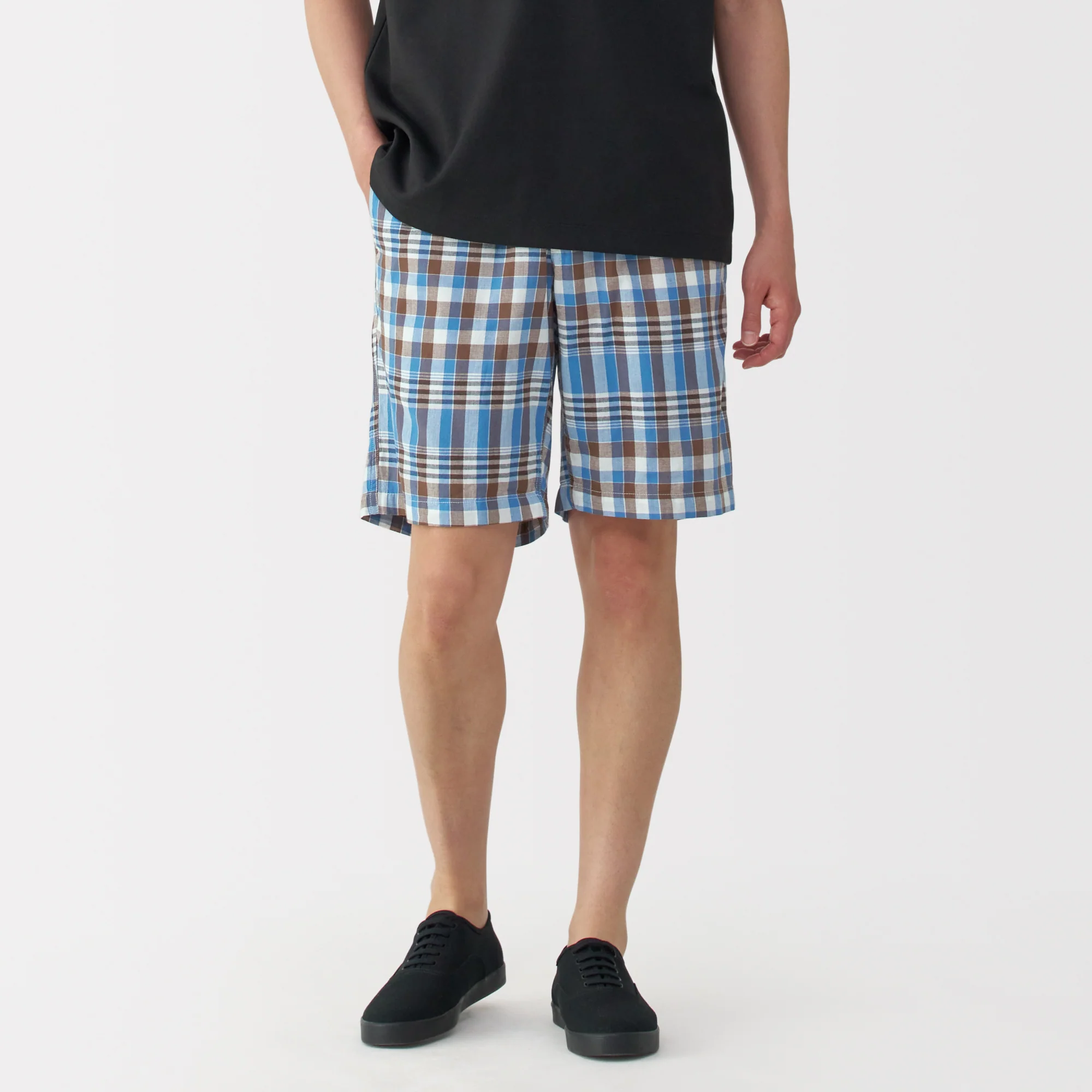 Men's Madras Check Button Easy Shorts - Image 3