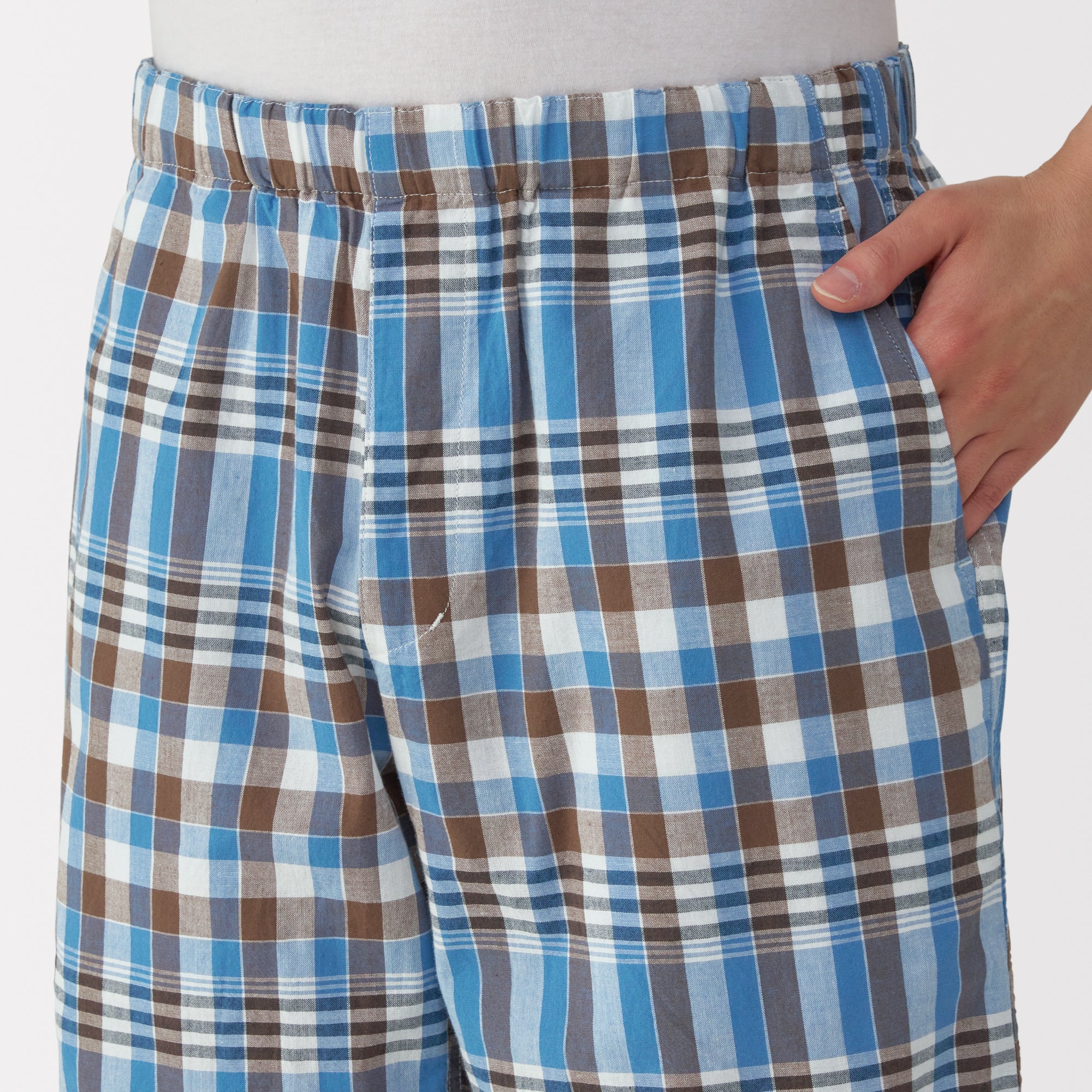 Men's Madras Check Button Easy Shorts - Image 7