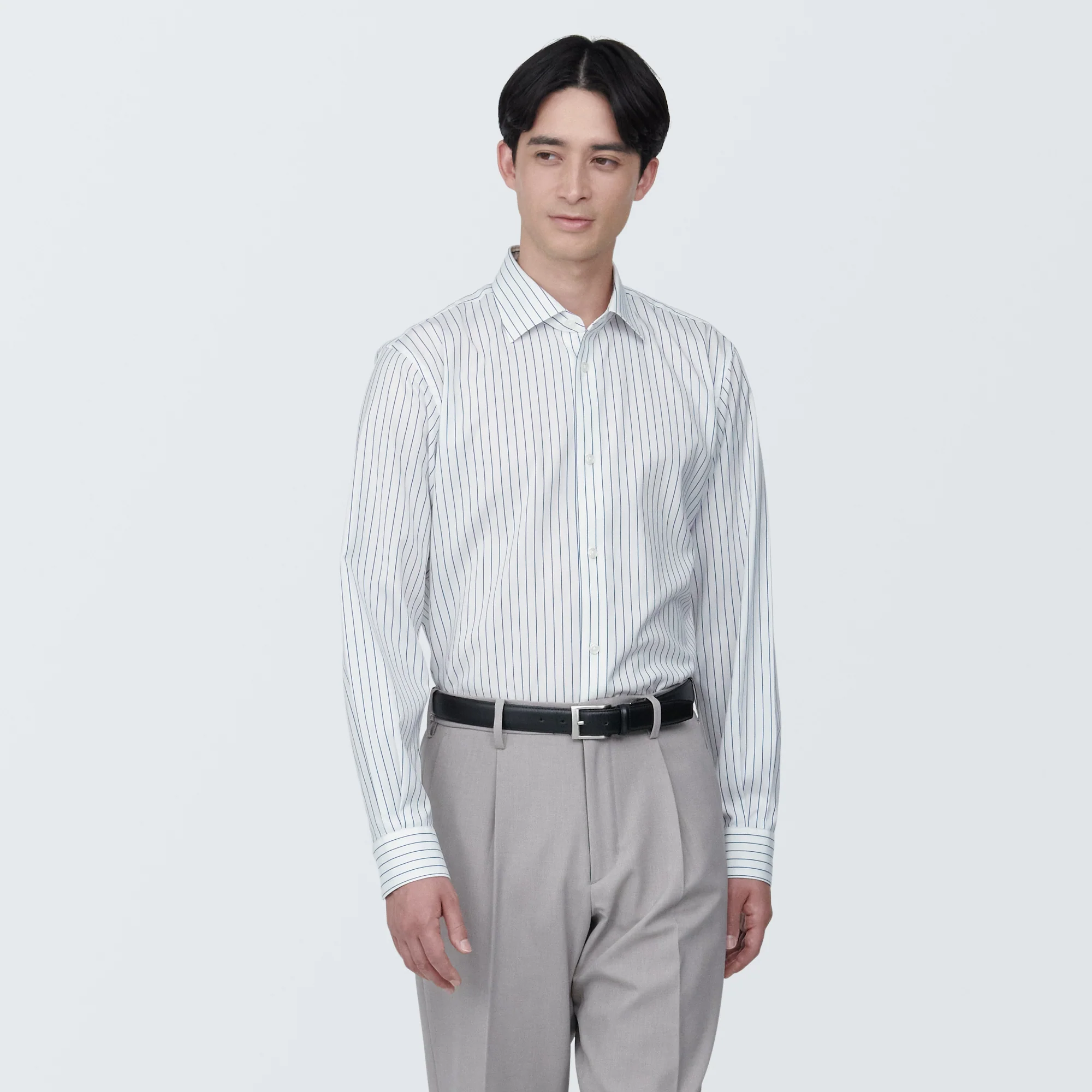 Men's Non-Iron Semi Wide Collar Striped Shirt - Image 11