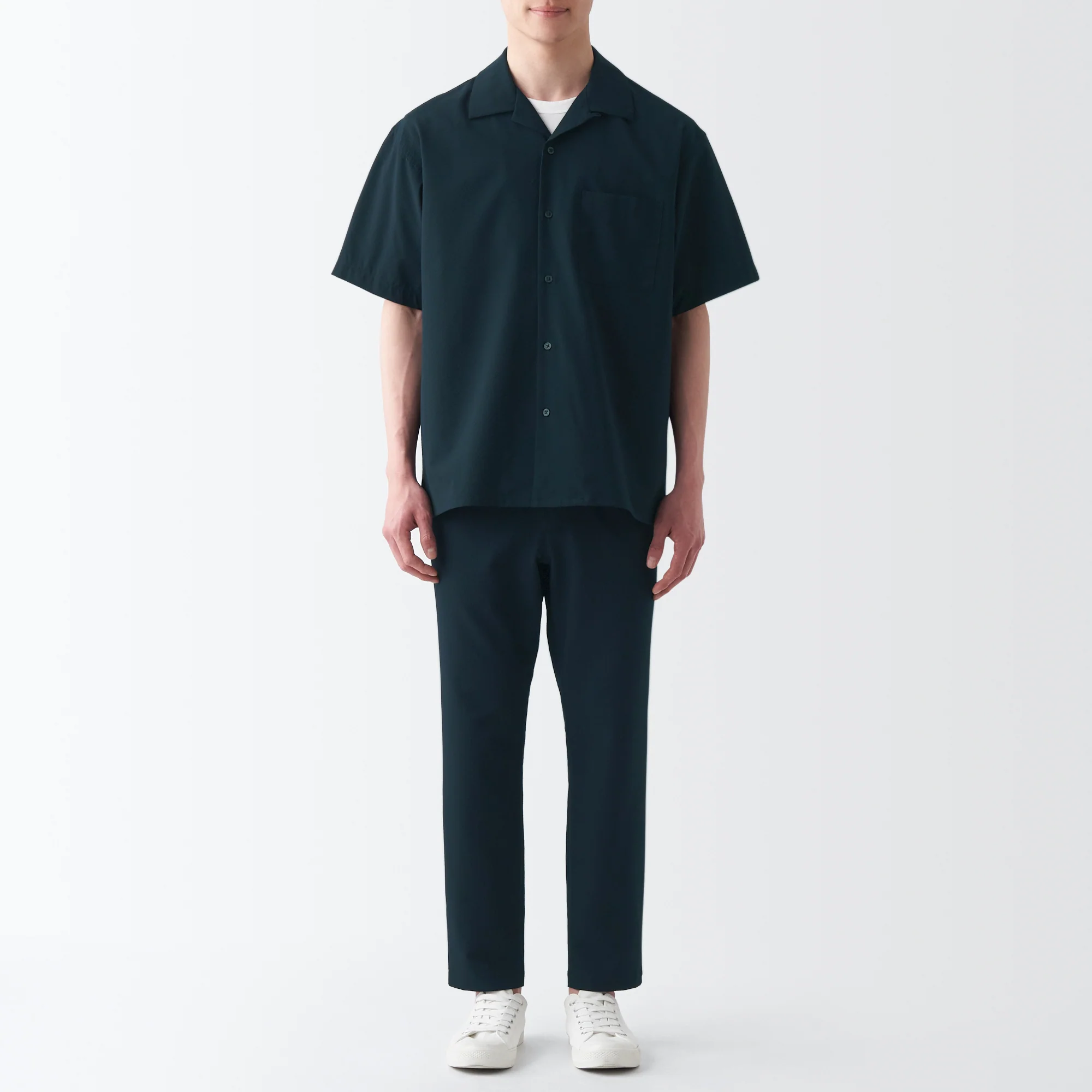 Men's Seersucker Open Collar Short Sleeve Shirt - Image 31