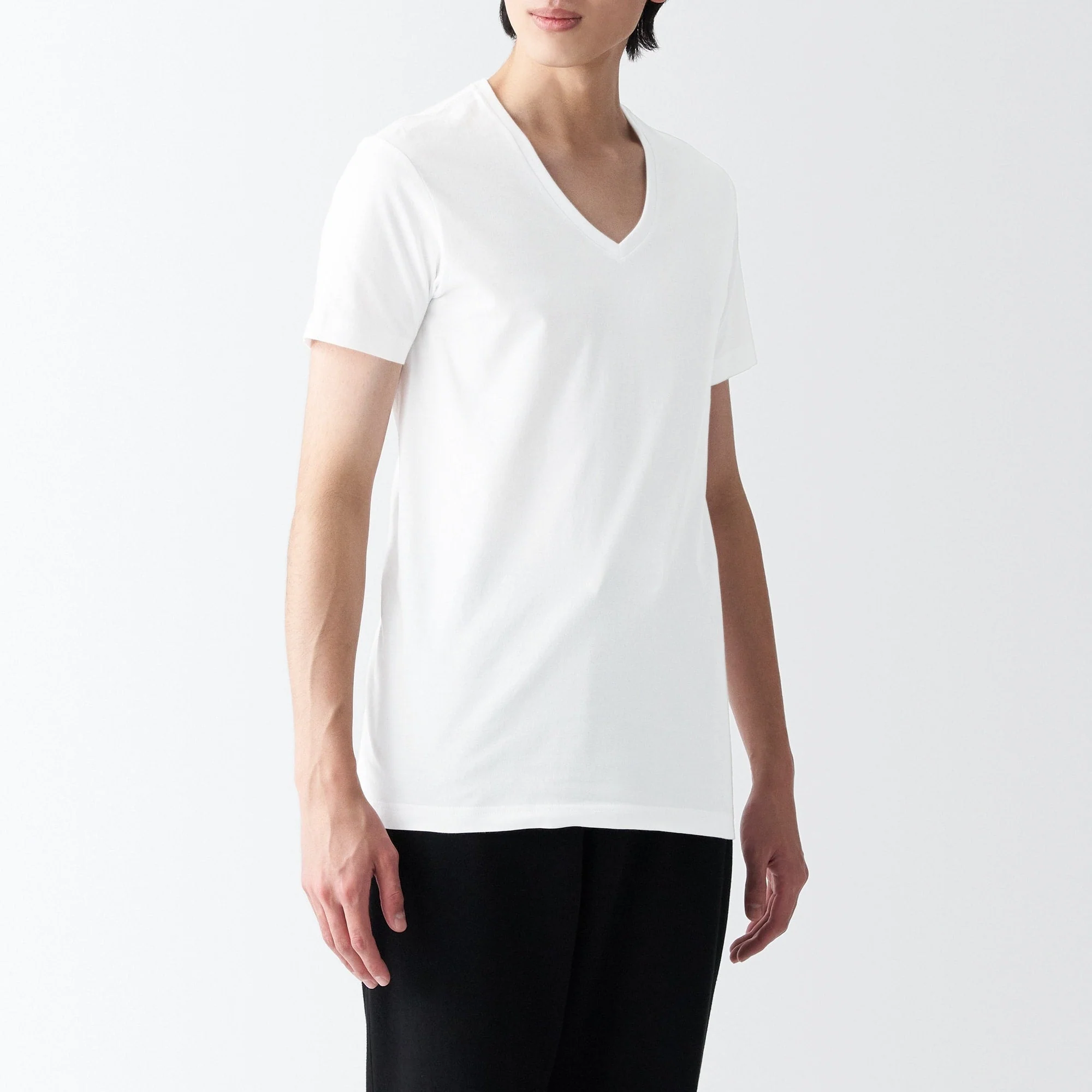 Side Seamless Jersey V-Neck T-Shirt - Image 3