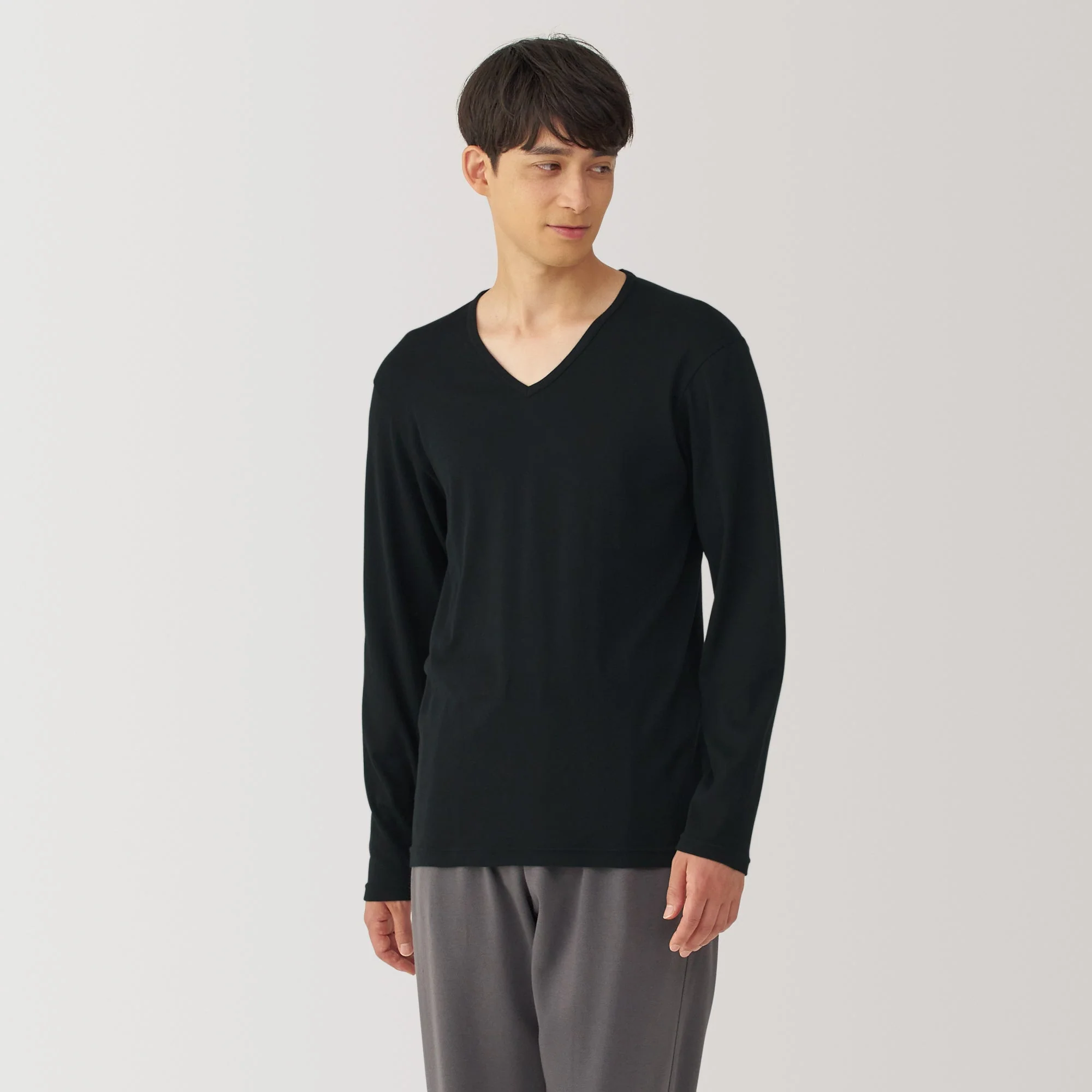 Men's Warm Cotton V-Neck Long Sleeve T-Shirt - Image 17