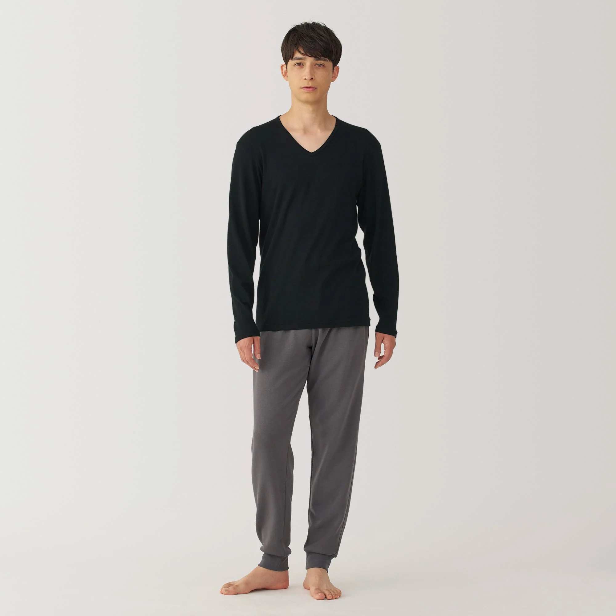 Men's Warm Cotton V-Neck Long Sleeve T-Shirt - Image 18