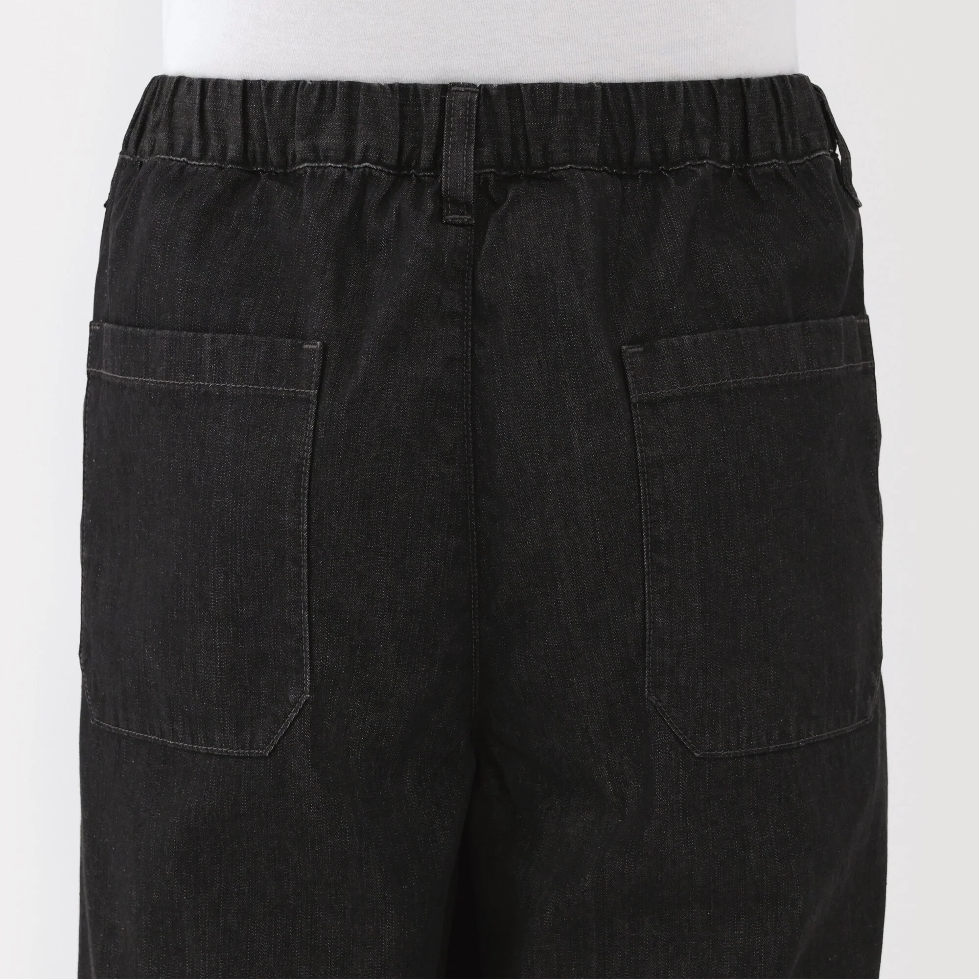 Men's Washed Denim Easy Pants - Black - Image 8